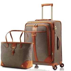 Hartmann Herringbone Luxe Softside Carry-On Set Terracotta