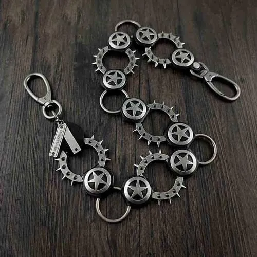 HEAVY METAL PUNK STAR BIKER SILVER WALLET CHAIN LONG PANTS CHAIN SILVER jeans chain jean chain FOR MEN