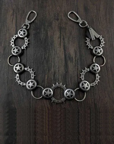 HEAVY METAL PUNK STAR BIKER SILVER WALLET CHAIN LONG PANTS CHAIN SILVER jeans chain jean chain FOR MEN