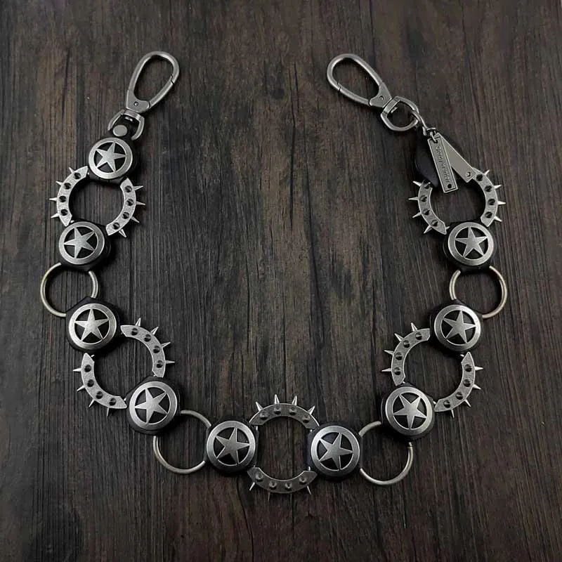 HEAVY METAL PUNK STAR BIKER SILVER WALLET CHAIN LONG PANTS CHAIN SILVER jeans chain jean chain FOR MEN