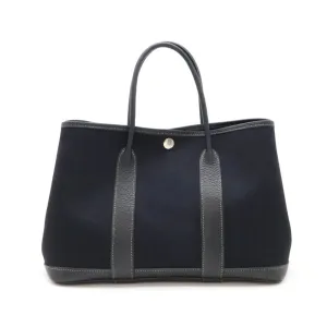 Hermes Garden Toile Officier Leather Handbag Tote Bag (Pre-Owned)