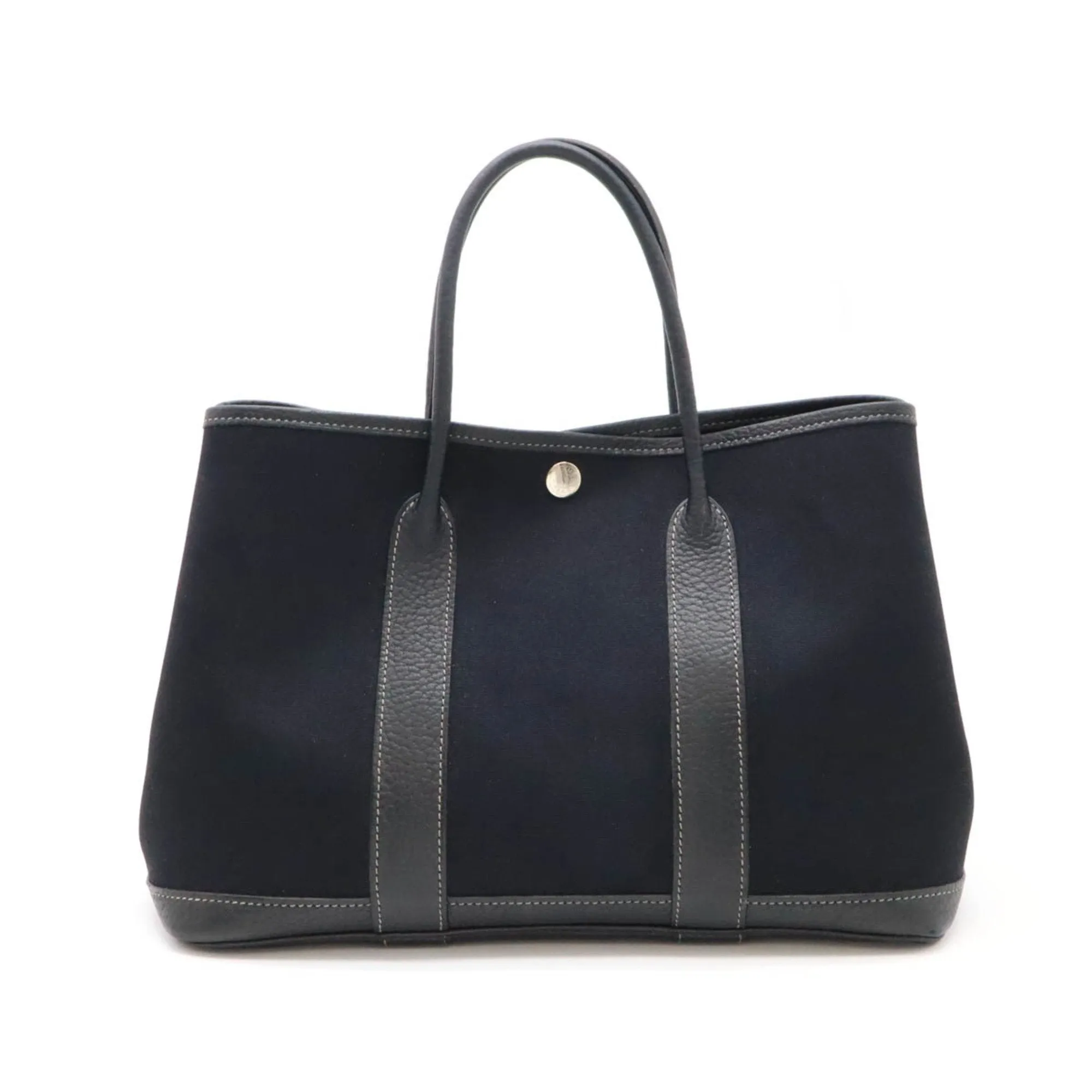 Hermes Garden Toile Officier Leather Handbag Tote Bag (Pre-Owned)