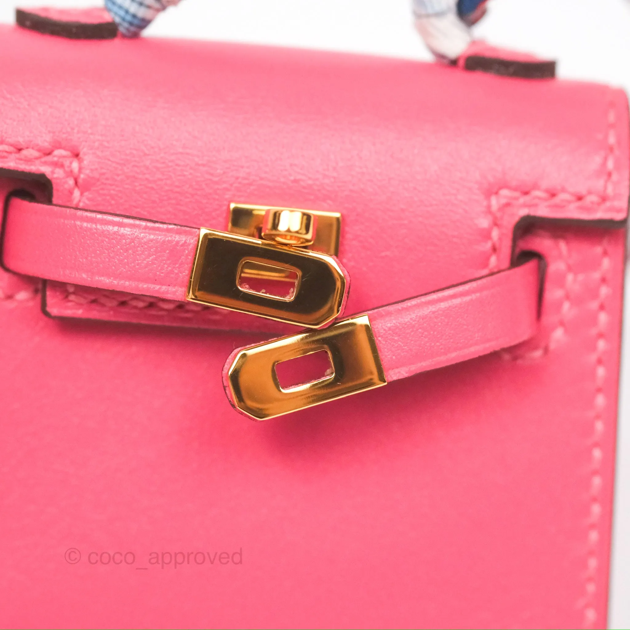 Herms Kelly Twilly Around Bag Charm Pink Tadelakt Gold Hardware