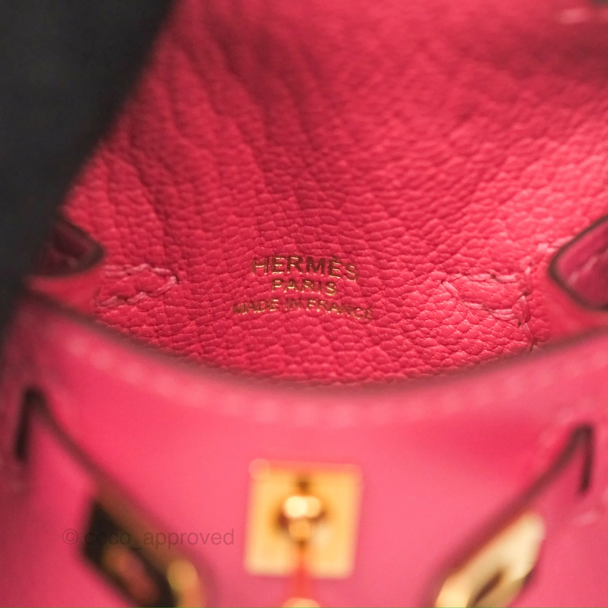 Herms Kelly Twilly Around Bag Charm Pink Tadelakt Gold Hardware