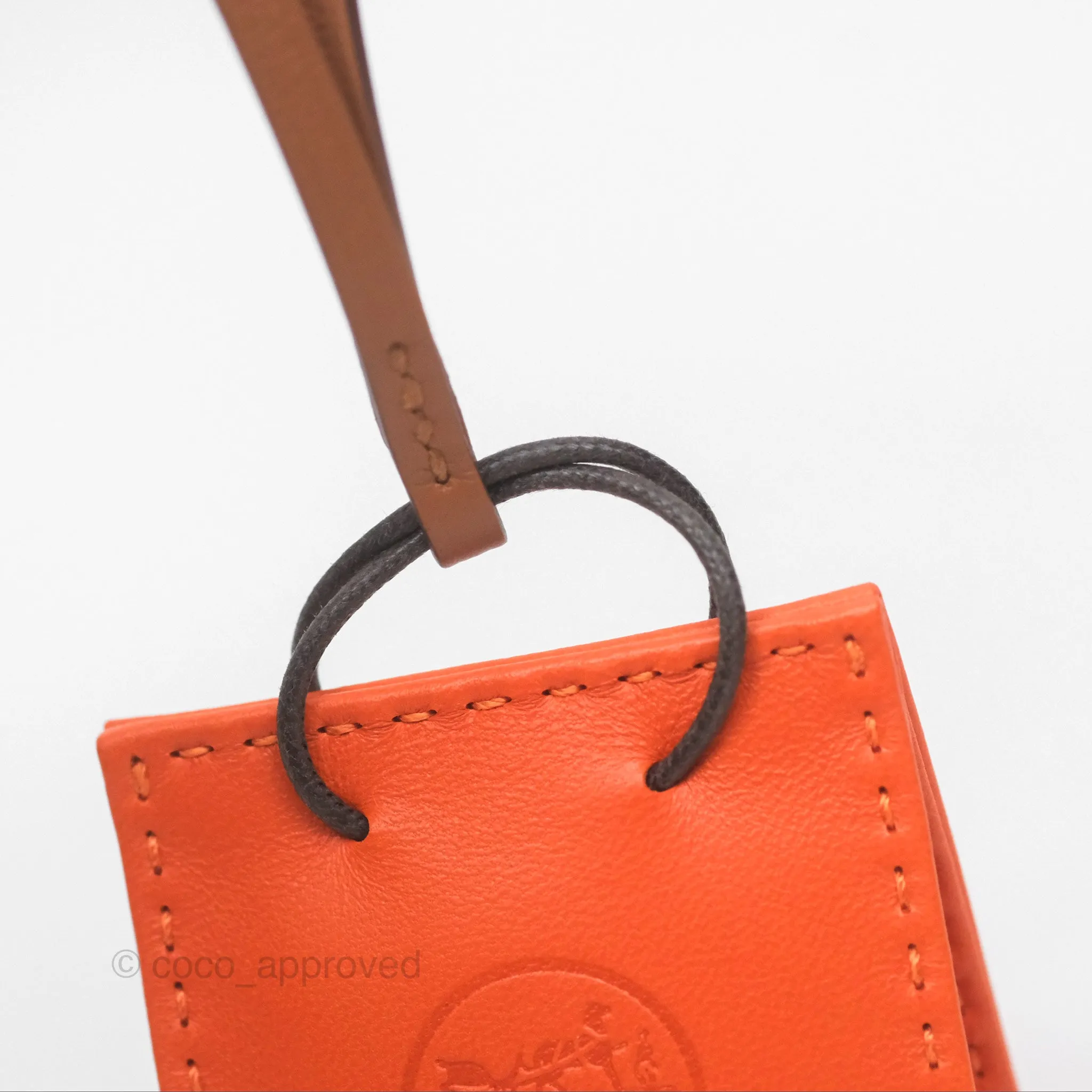 Herms Orange Shopping Bag Charm