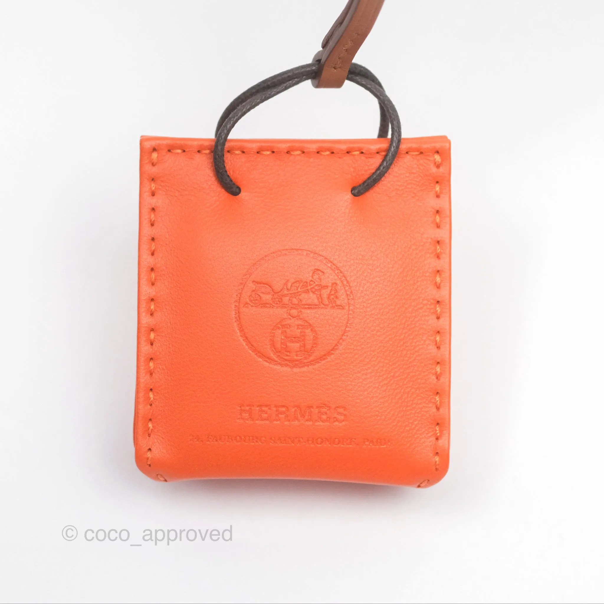 Herms Orange Shopping Bag Charm