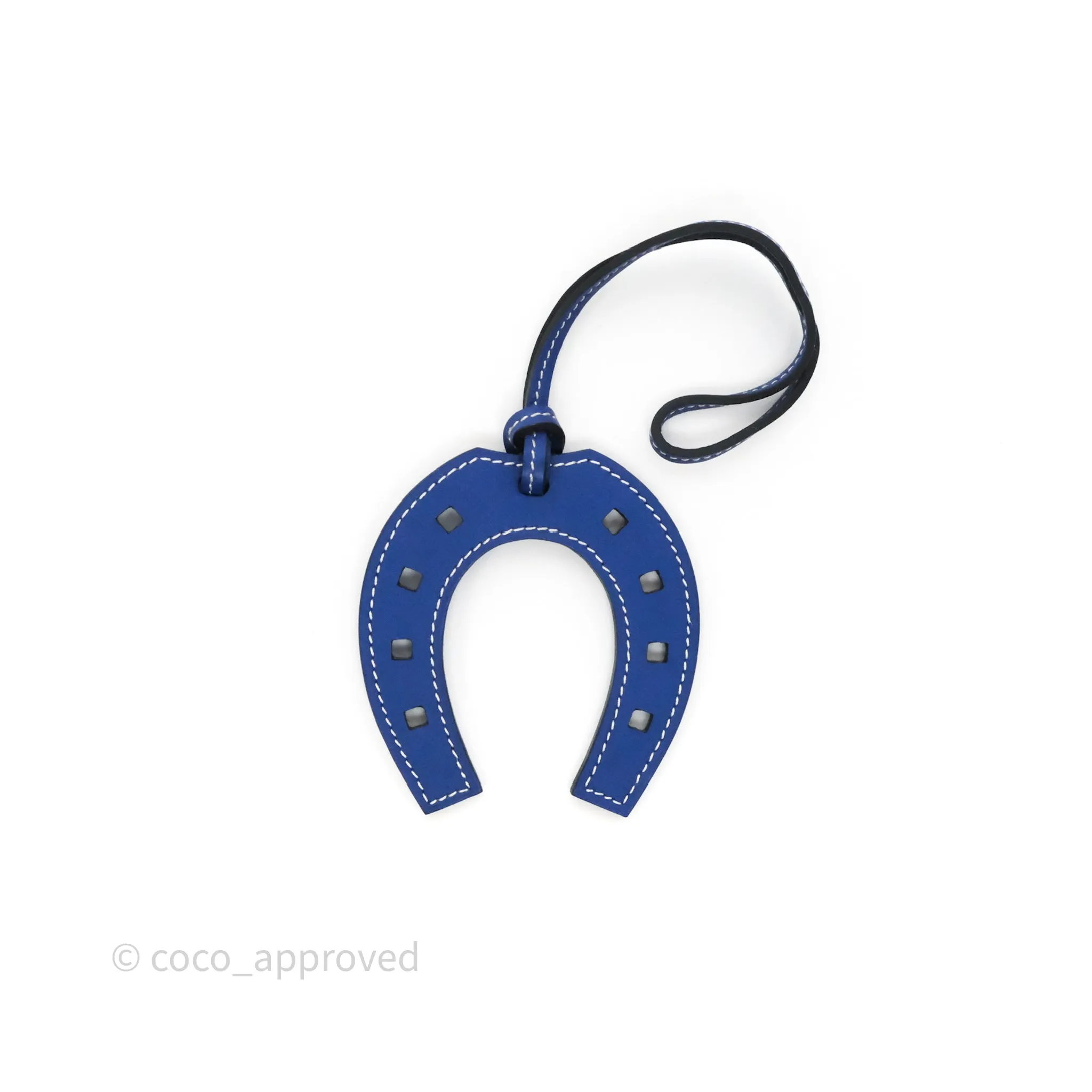 Herms Paddock Horseshoe Bag Charm 7T Bleu lectrique Swift