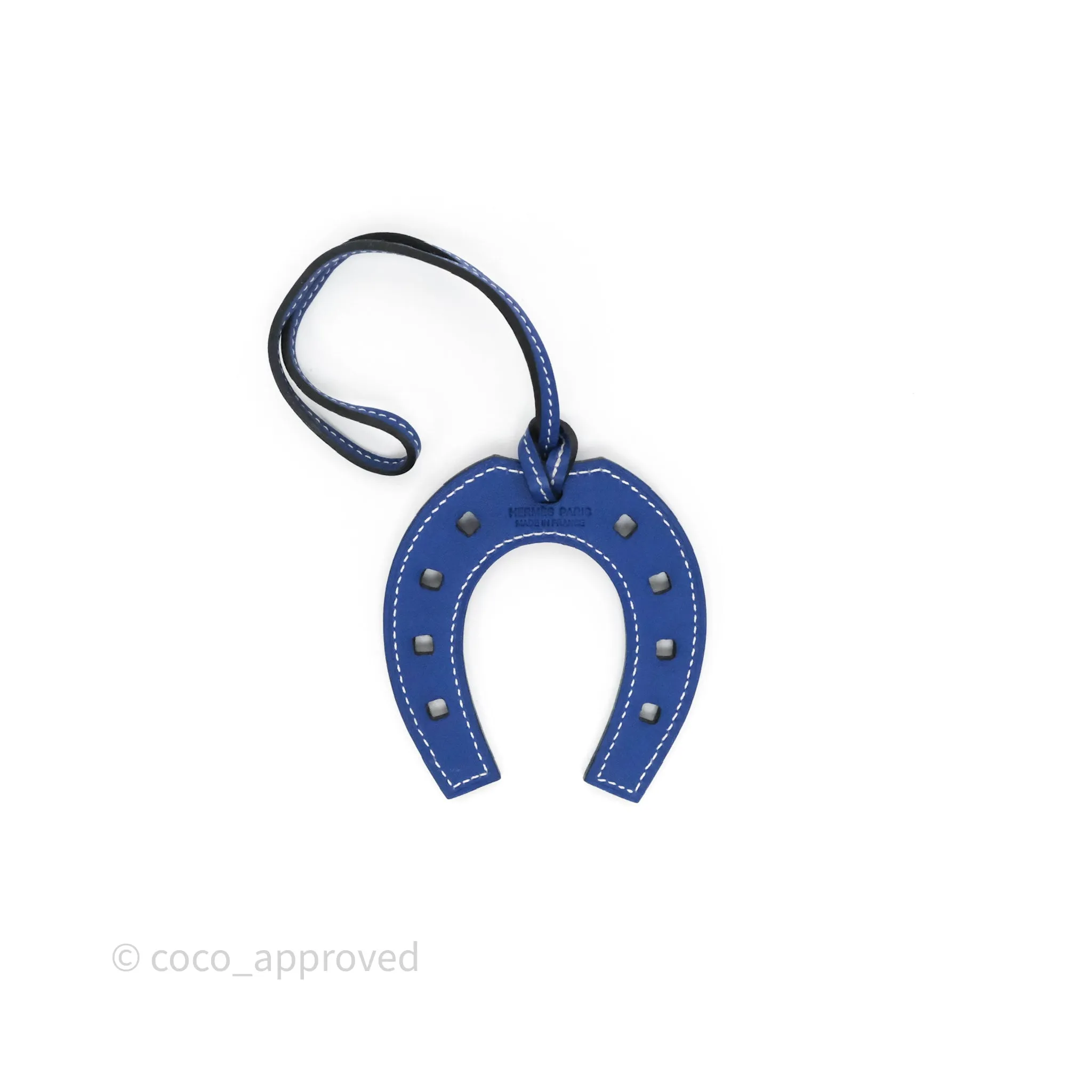 Herms Paddock Horseshoe Bag Charm 7T Bleu lectrique Swift