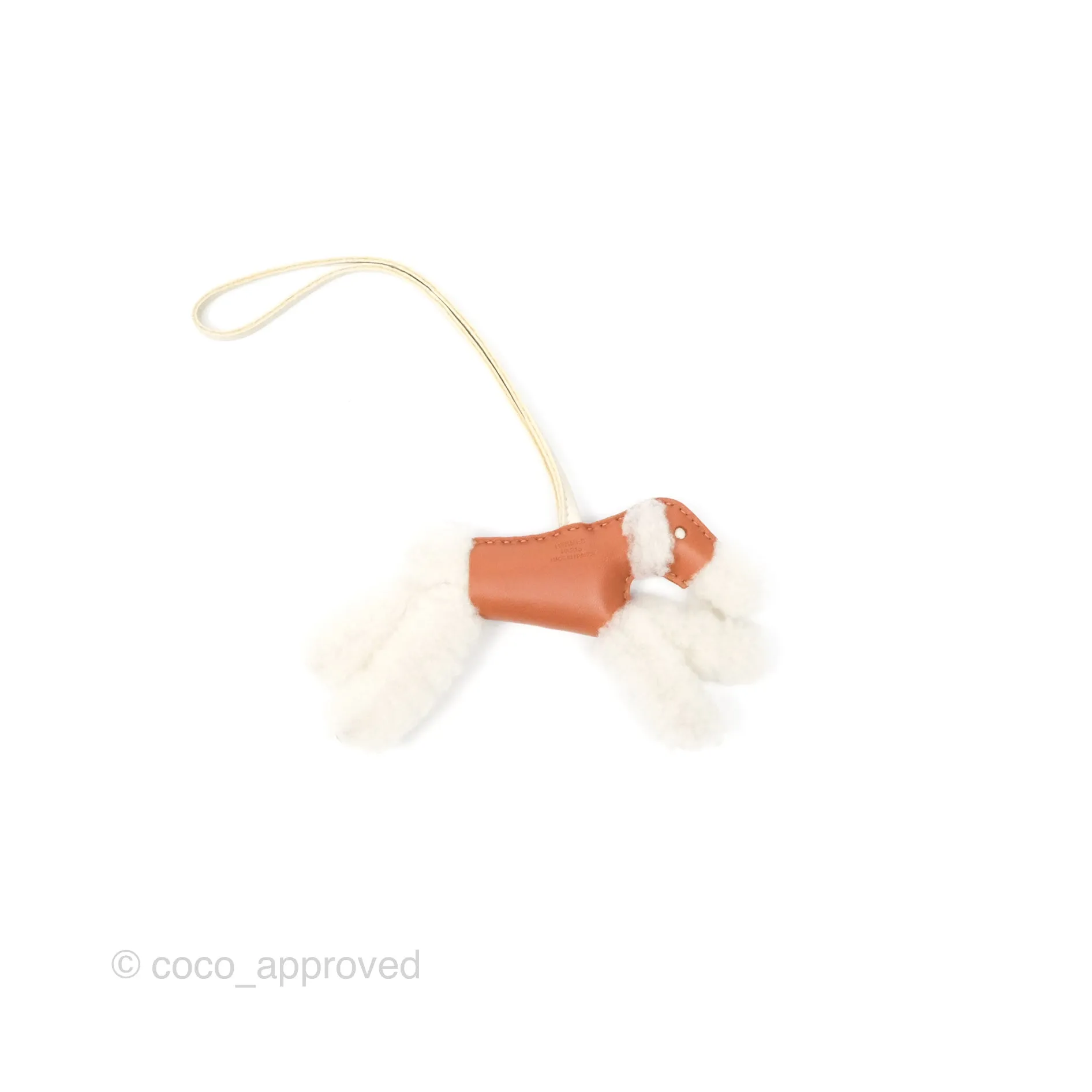 Herms Shearling Budy Charm Gold / Craie Merinos