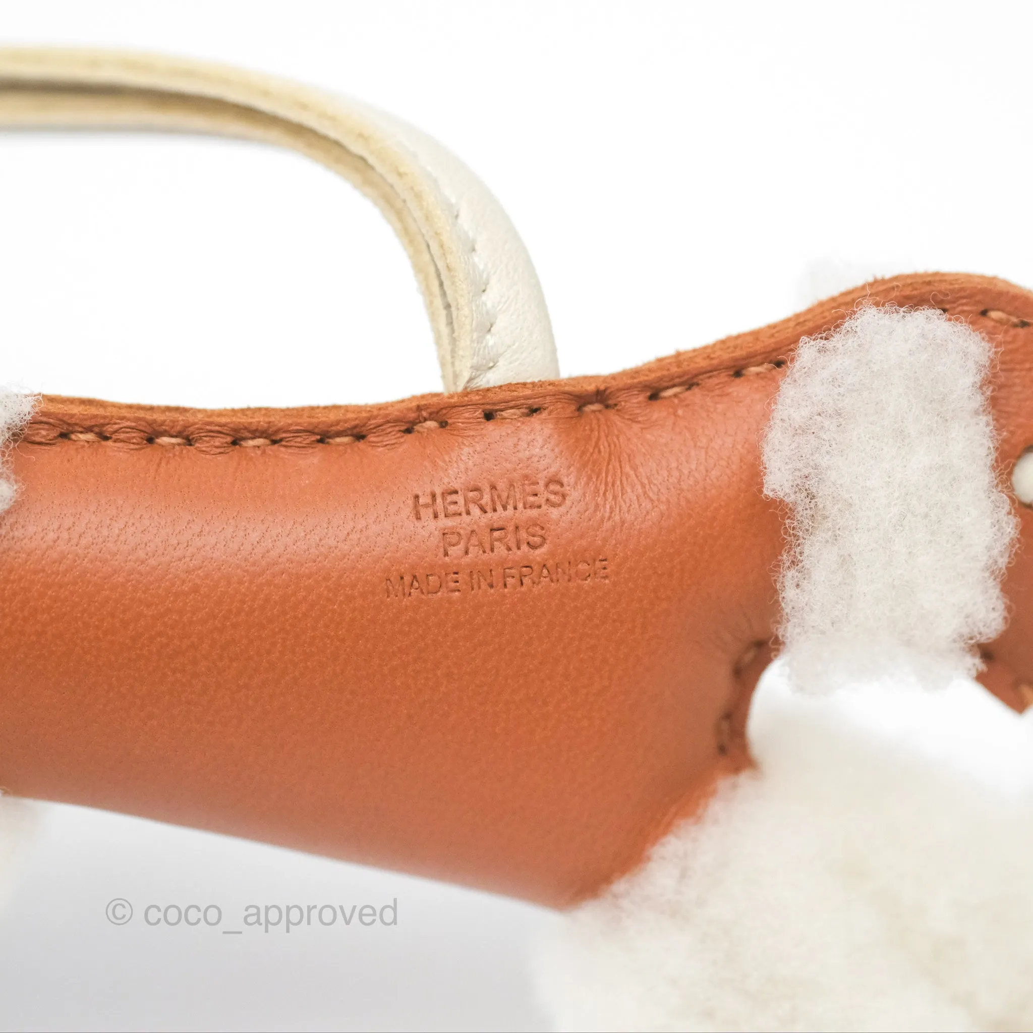 Herms Shearling Budy Charm Gold / Craie Merinos