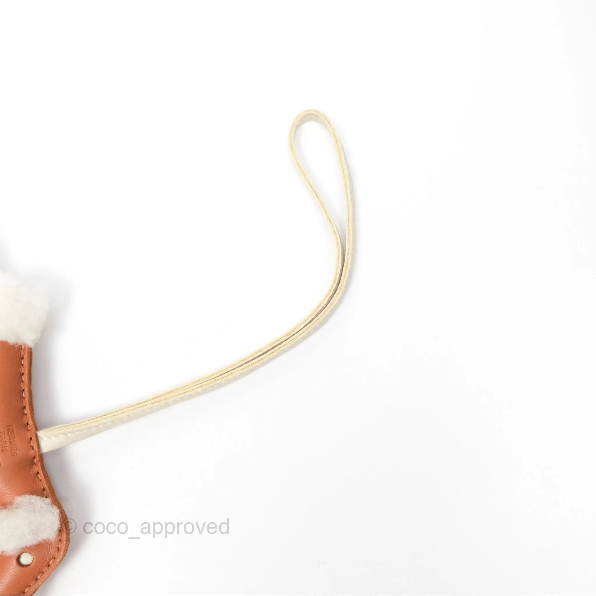Herms Shearling Budy Charm Gold / Craie Merinos