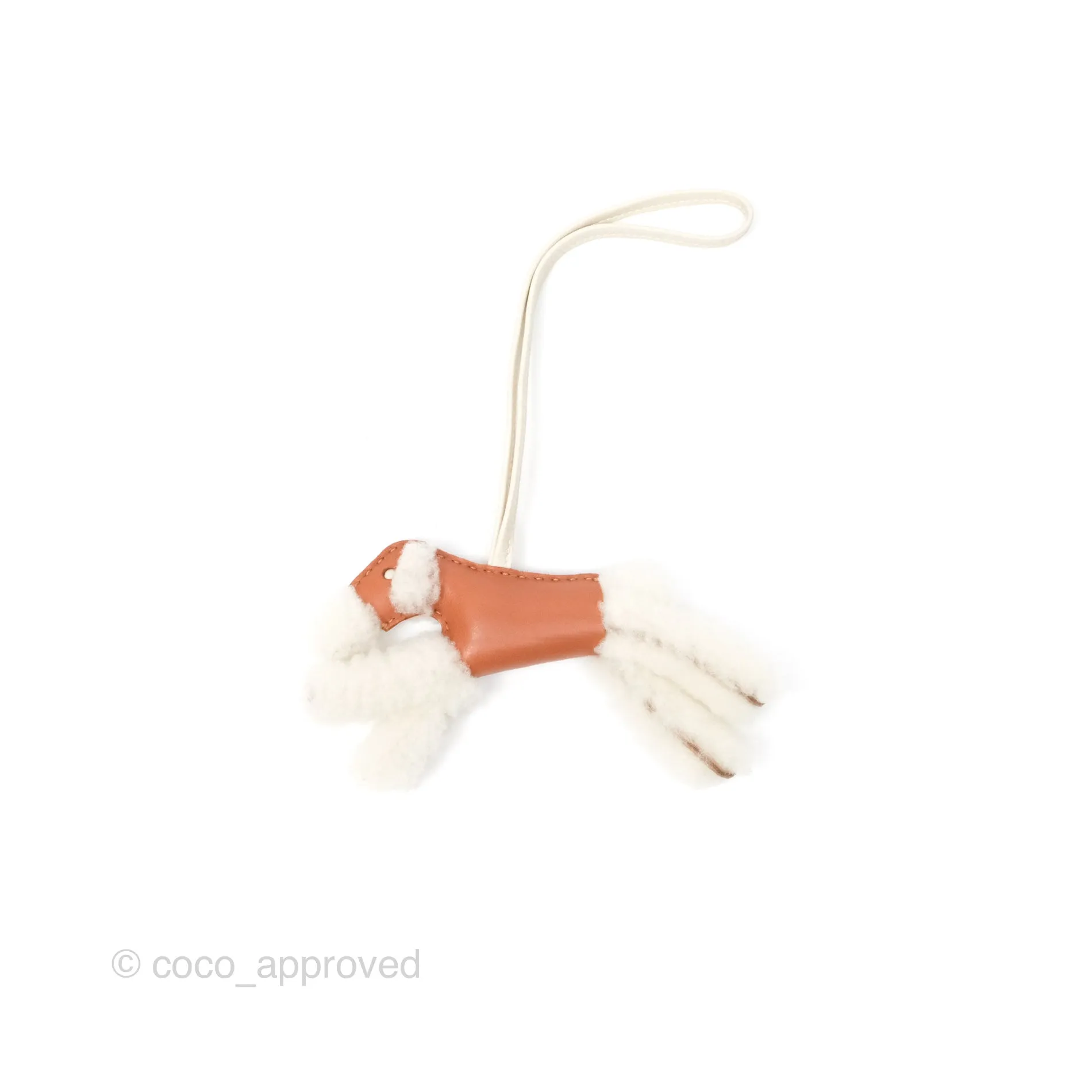 Herms Shearling Budy Charm Gold / Craie Merinos