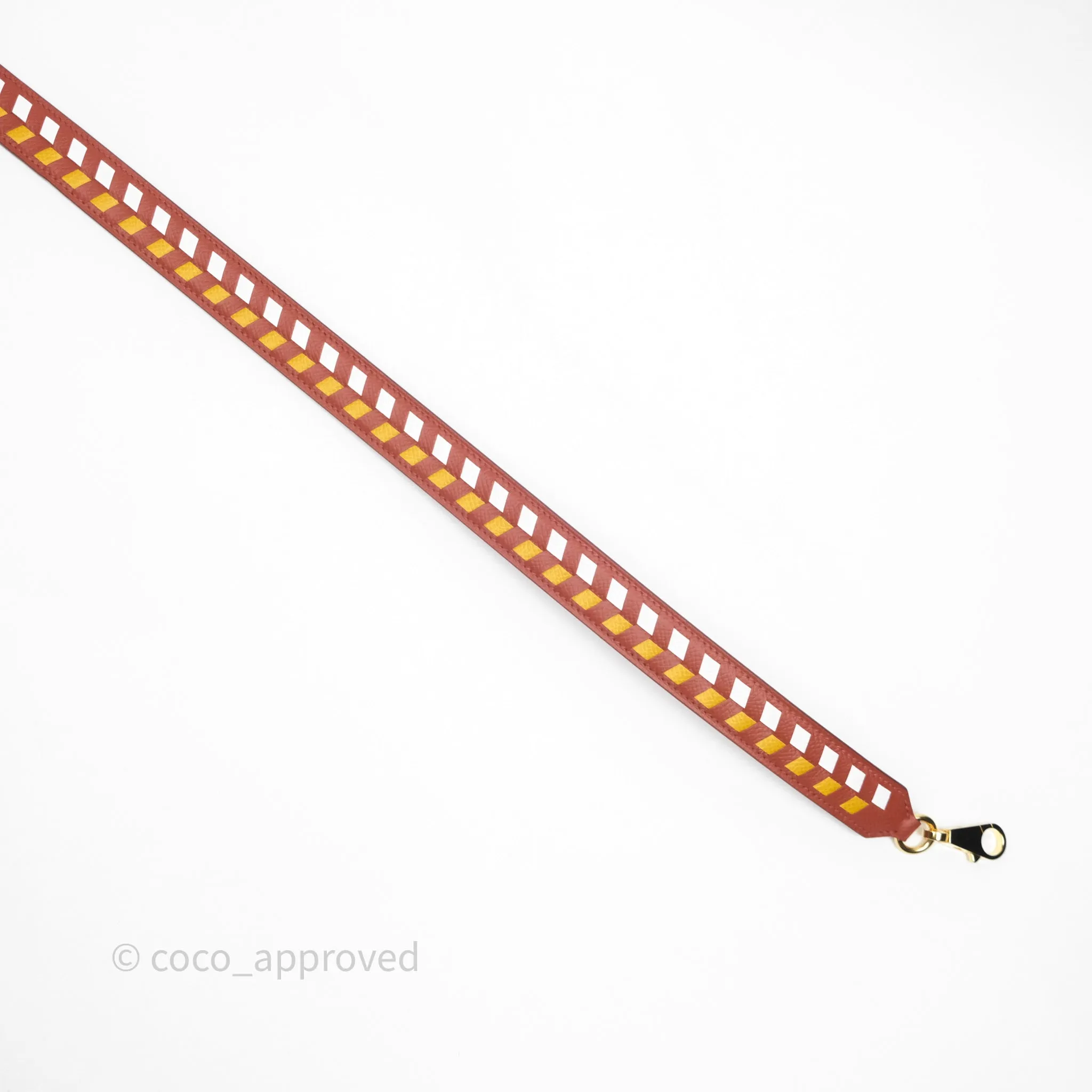 Herms Tressage Cuir Chevron Strap 25mm Gold Hardware