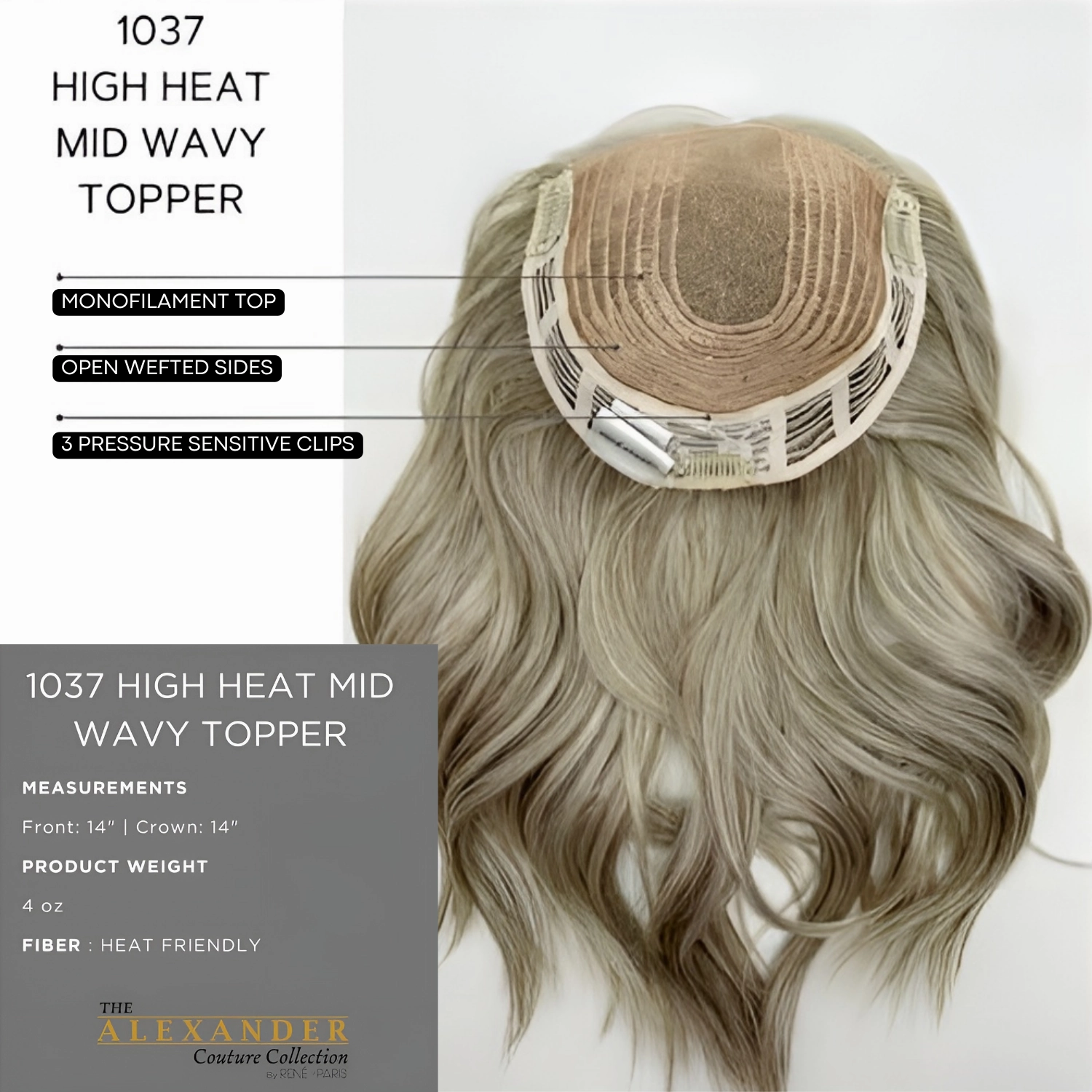 High Heat Mid Wavy Topper - Alexander Couture Collection by Rene of Paris