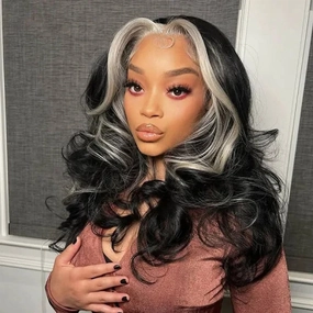 Highlight Skunk Stripe Wig 4x4/13x4 Lace Frontal Wig Body Wave Human Hair