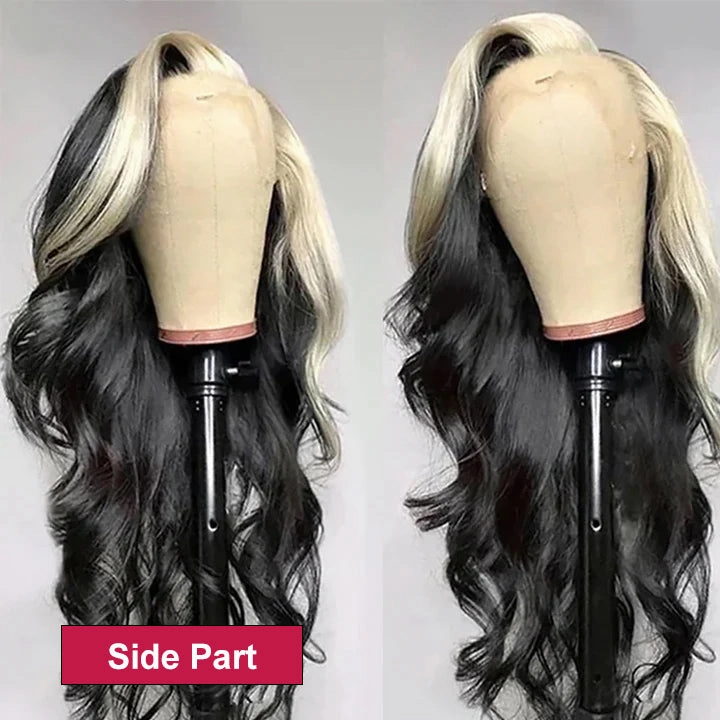 Highlight Skunk Stripe Wig 4x4/13x4 Lace Frontal Wig Body Wave Human Hair