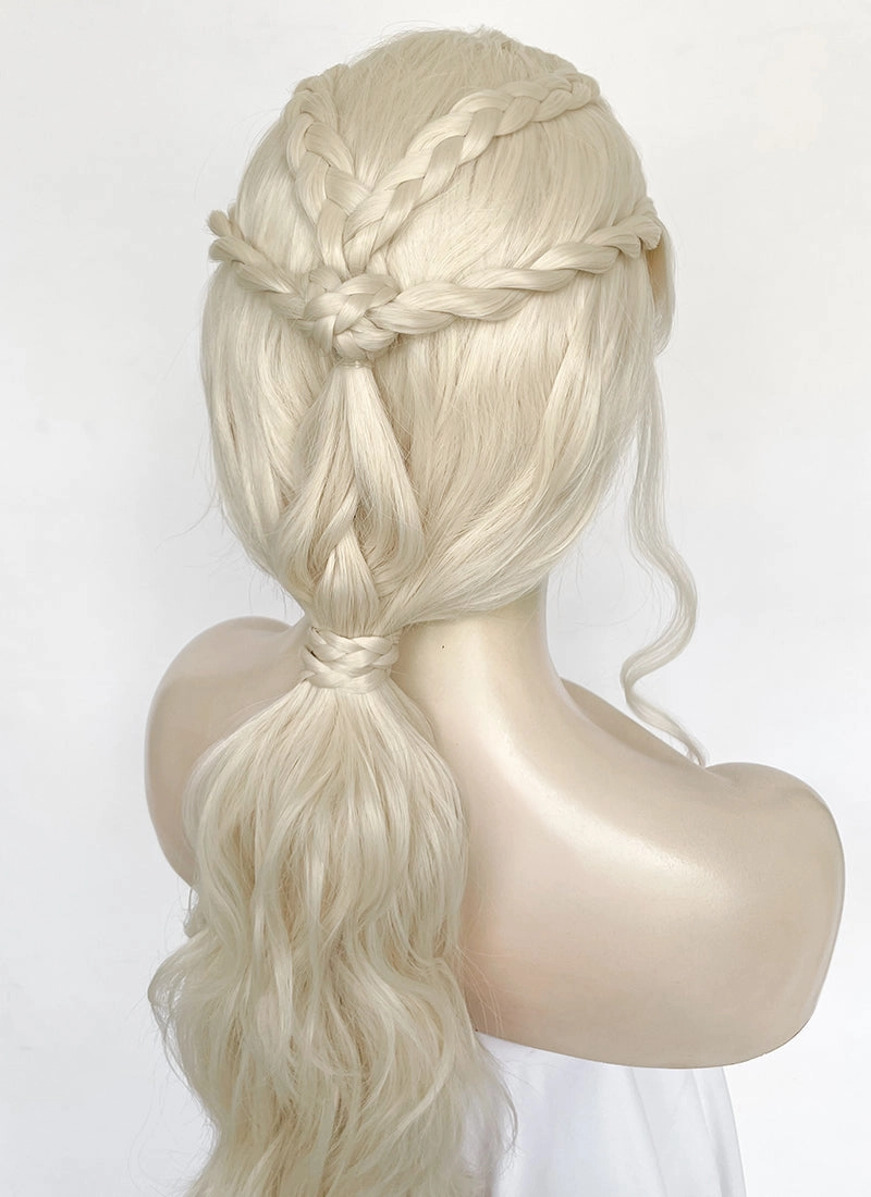 House of the Dragon Queen Rhaenyra Targaryen Platinum Blonde Braided Lace Front Synthetic Wig LF2168