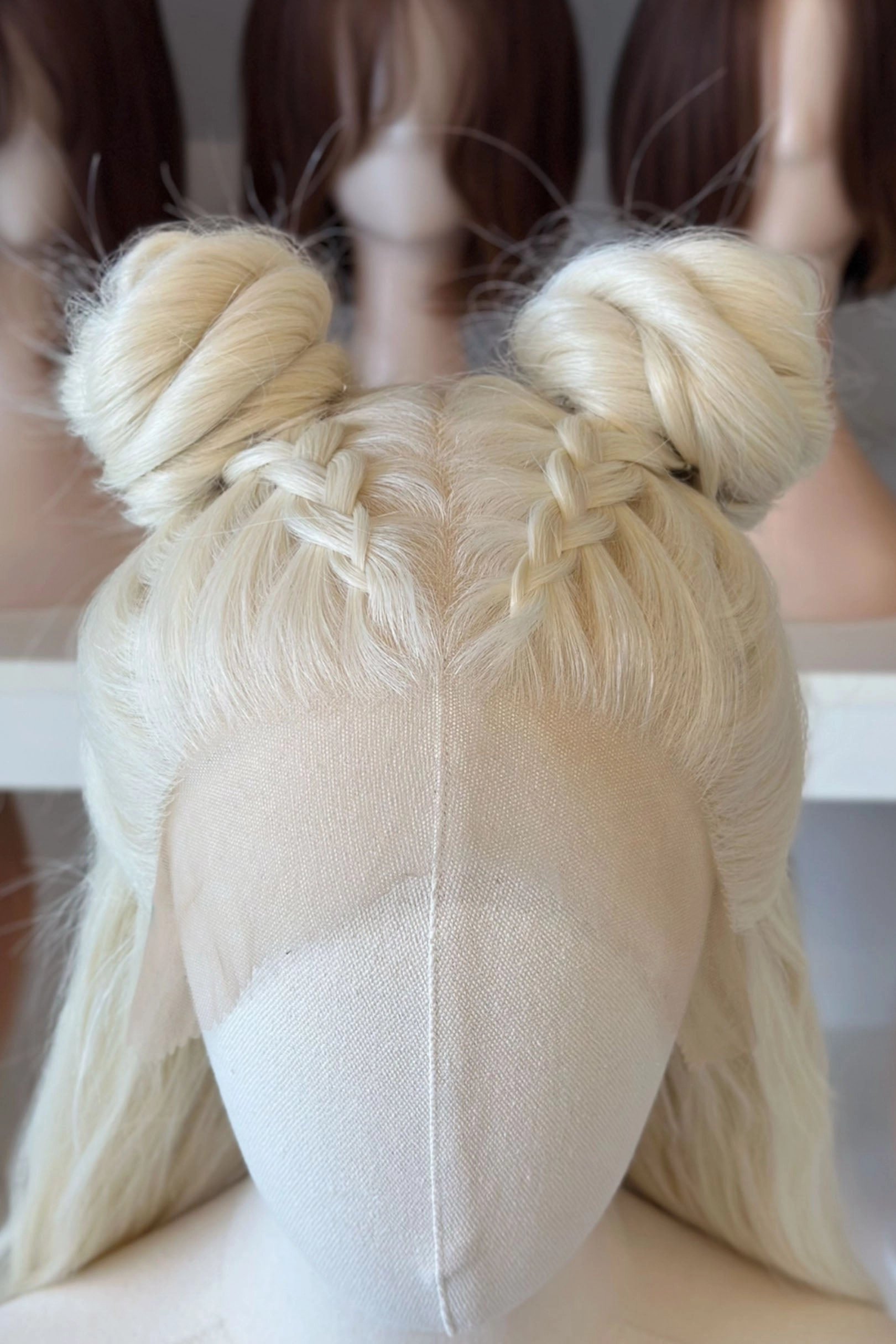 Icy Blonde Large Lace 13x6 Long Wavy Wig Daenerys with Lady Gaga Braid