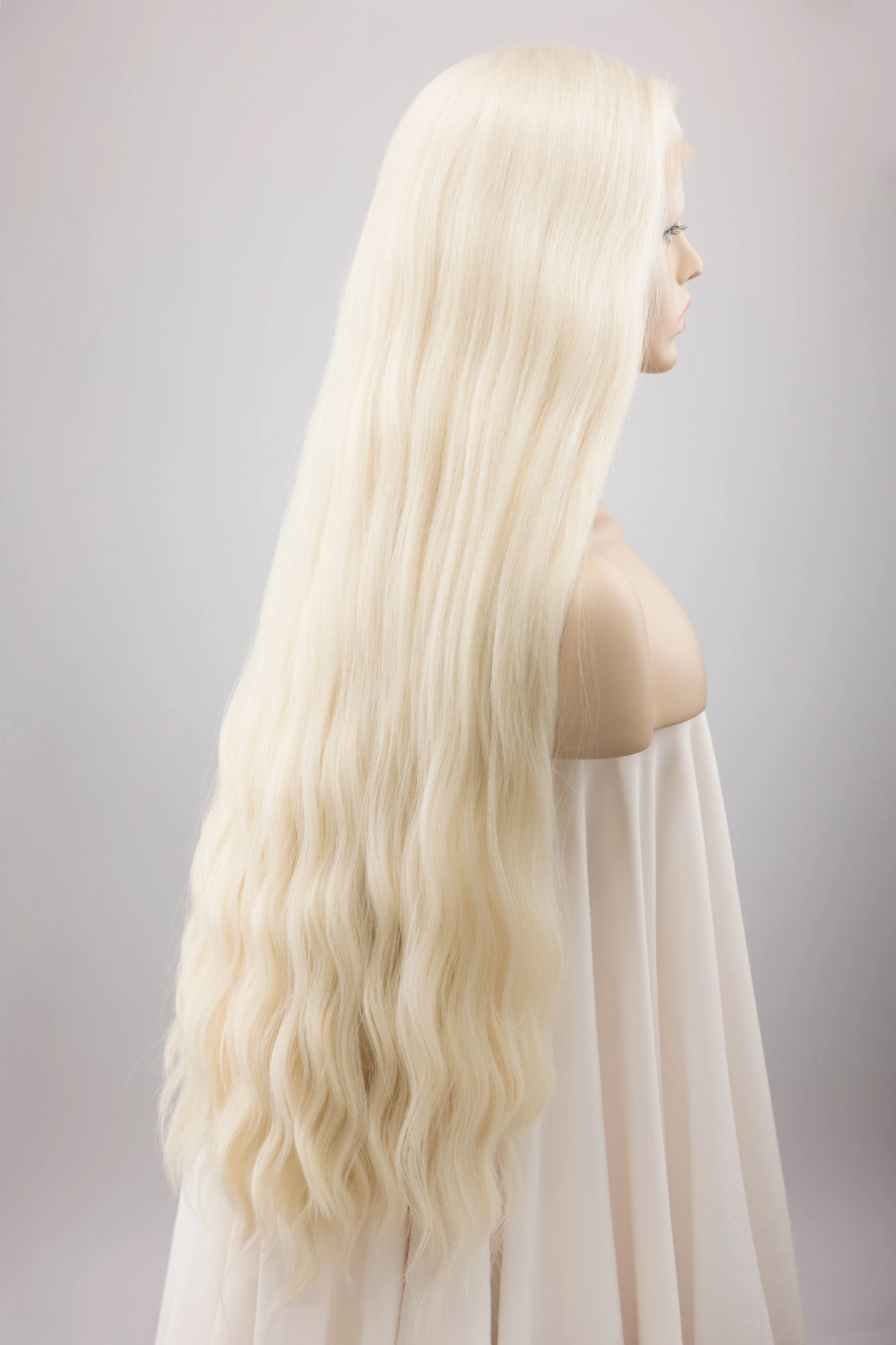 Icy Blonde Large Lace 13x6 Long Wavy Wig Daenerys with Lady Gaga Braid