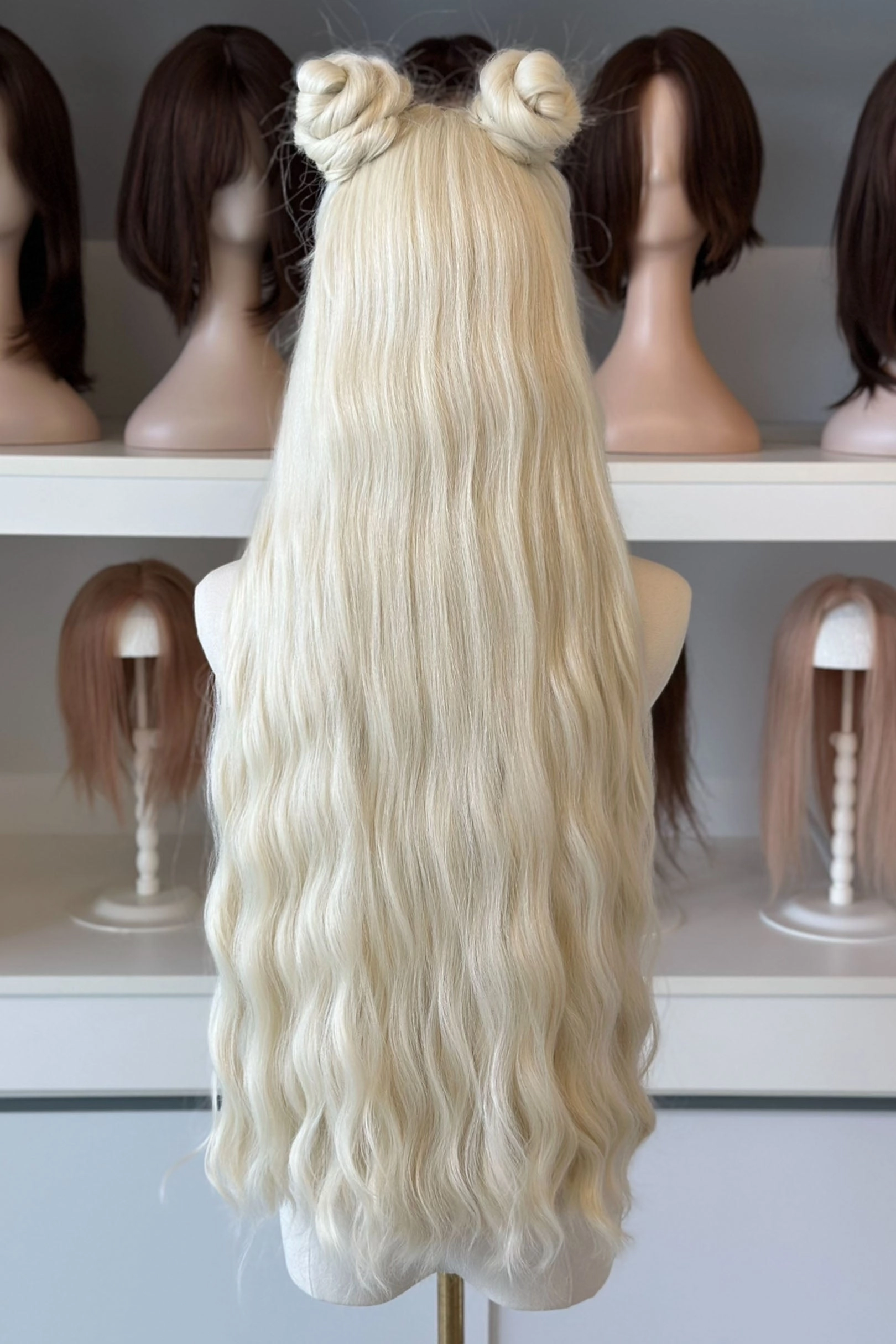 Icy Blonde Large Lace 13x6 Long Wavy Wig Daenerys with Lady Gaga Braid