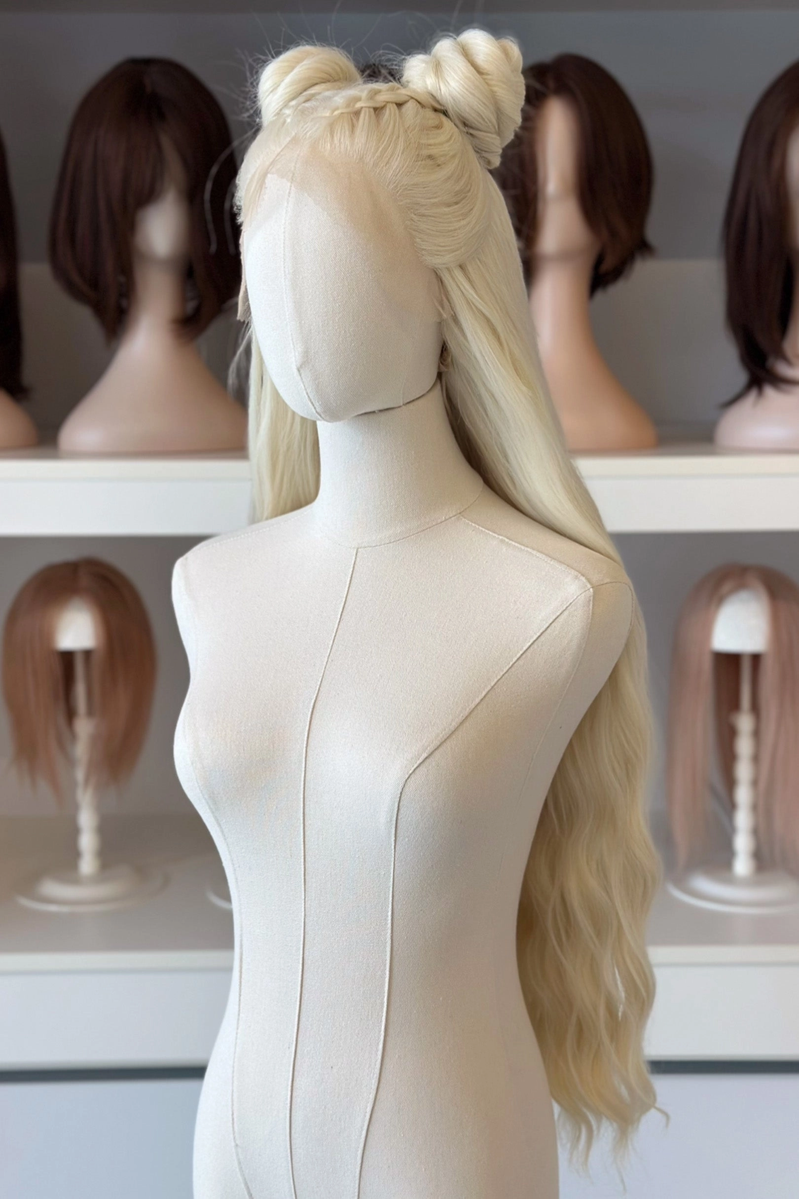 Icy Blonde Large Lace 13x6 Long Wavy Wig Daenerys with Lady Gaga Braid