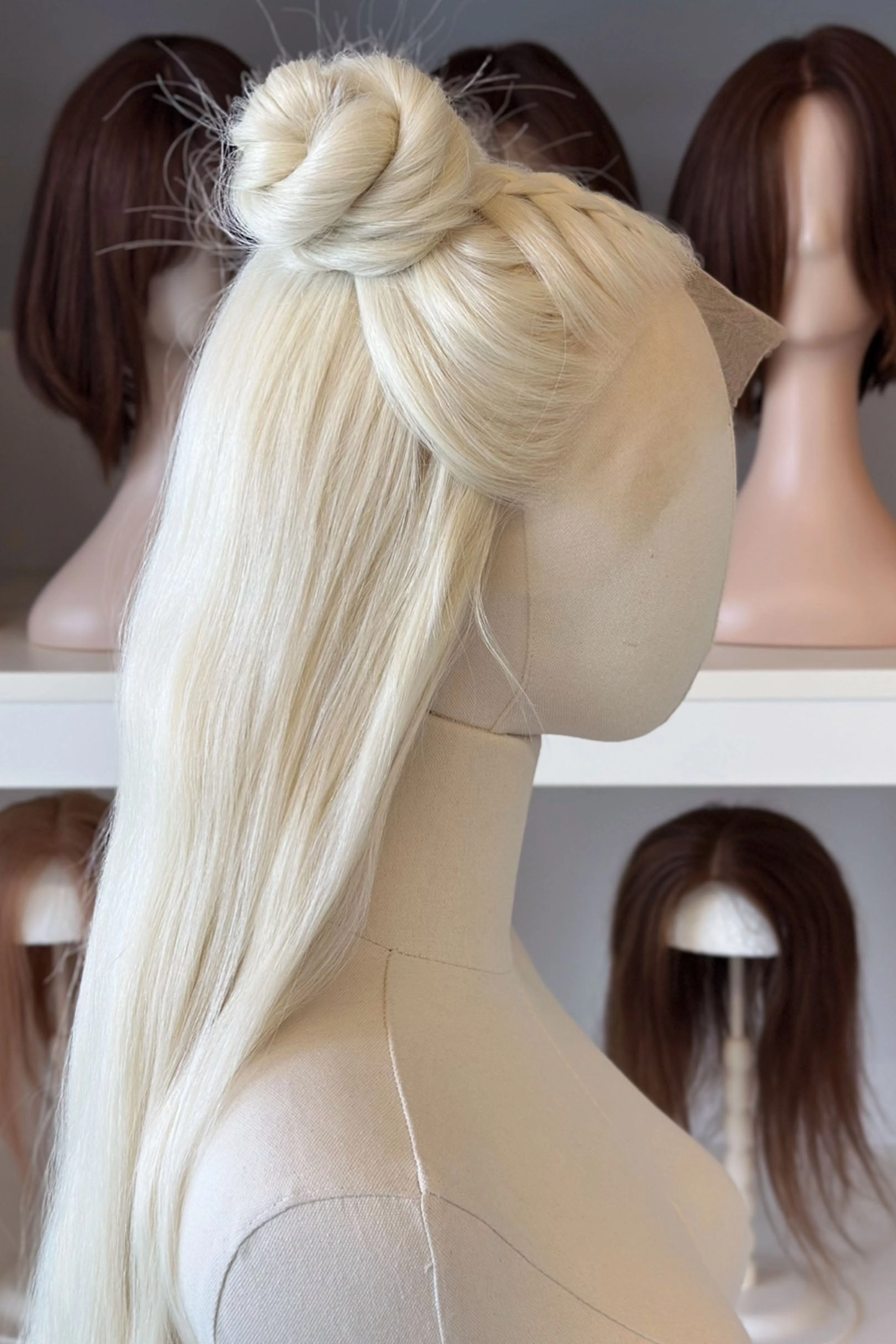 Icy Blonde Large Lace 13x6 Long Wavy Wig Daenerys with Lady Gaga Braid