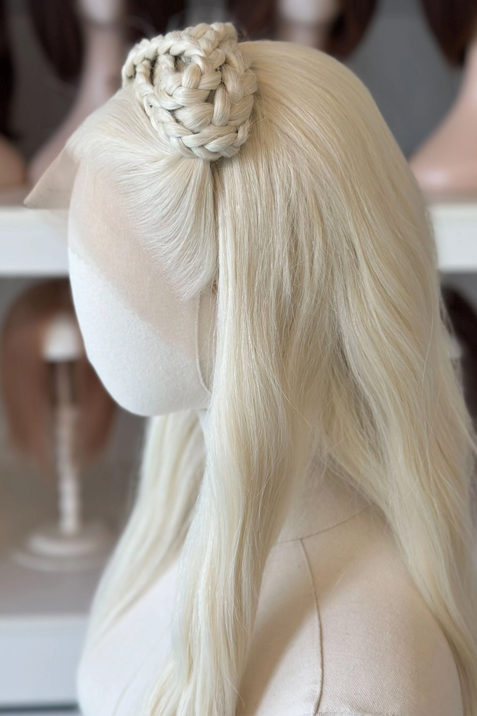 Icy Blonde Large Lace 13x6 Long Wavy Wig Daenerys with Lady Gaga Braid