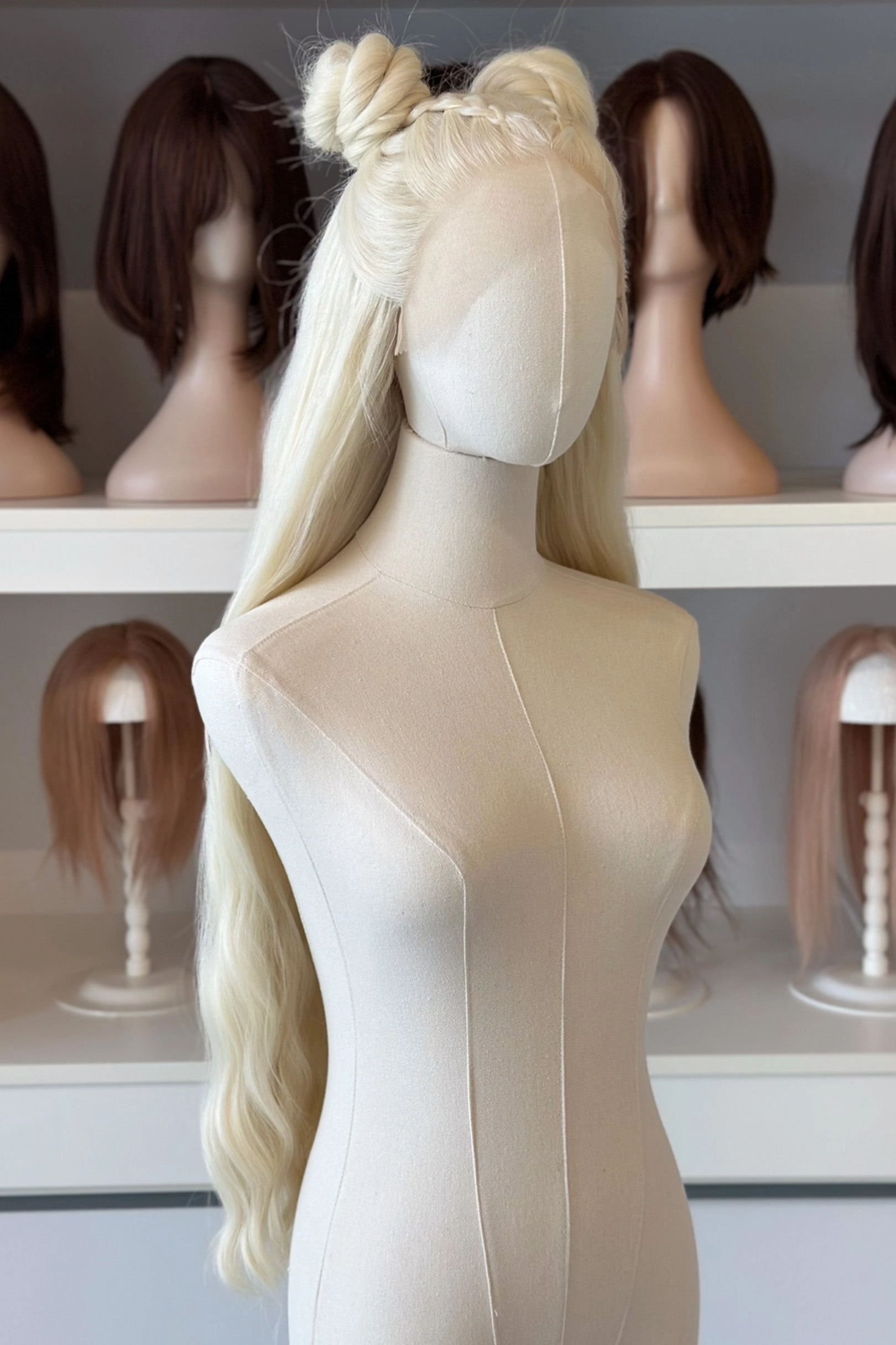 Icy Blonde Large Lace 13x6 Long Wavy Wig Daenerys with Lady Gaga Braid