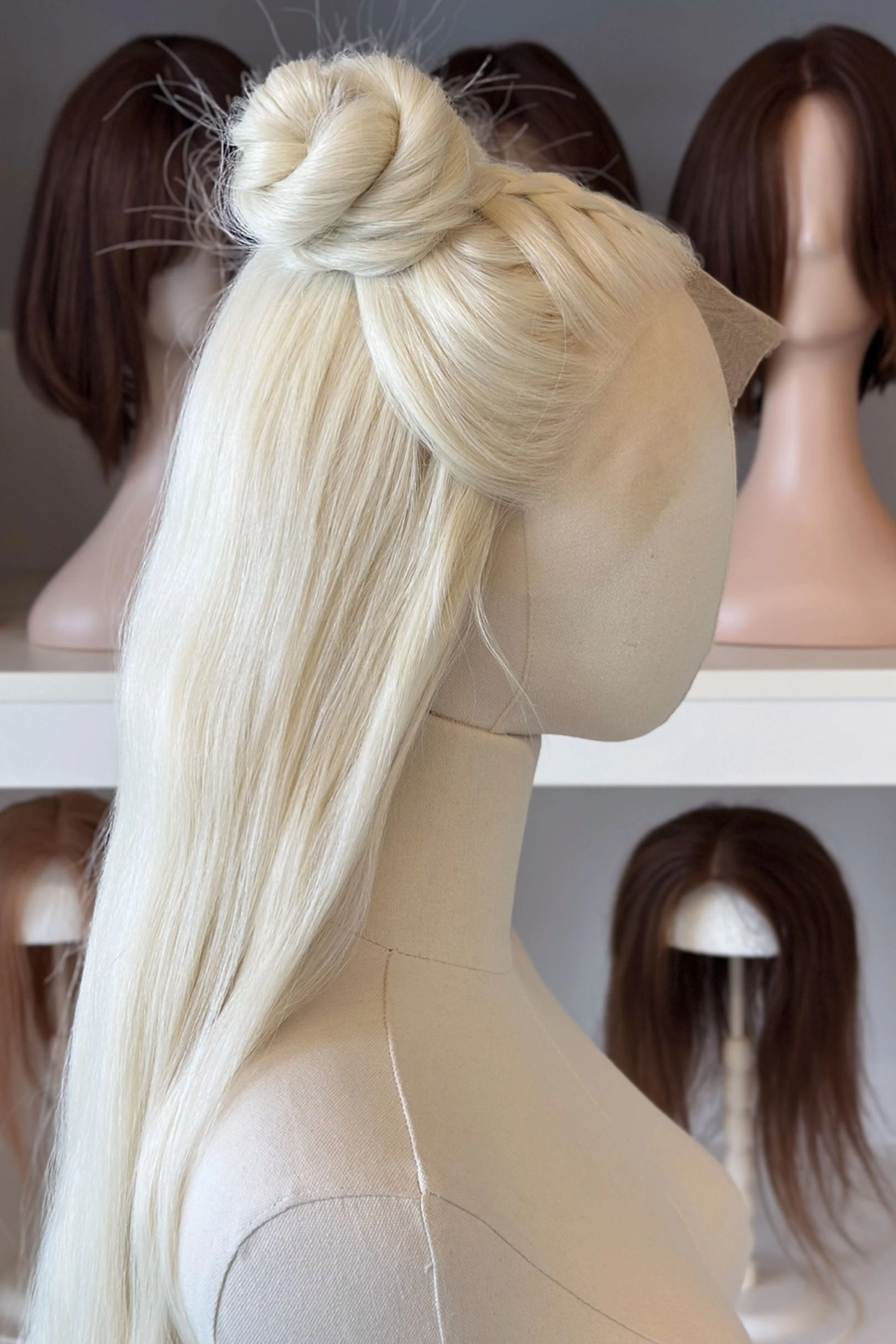 Icy Blonde Large Lace 13x6 Long Wavy Wig Daenerys with Space Buns
