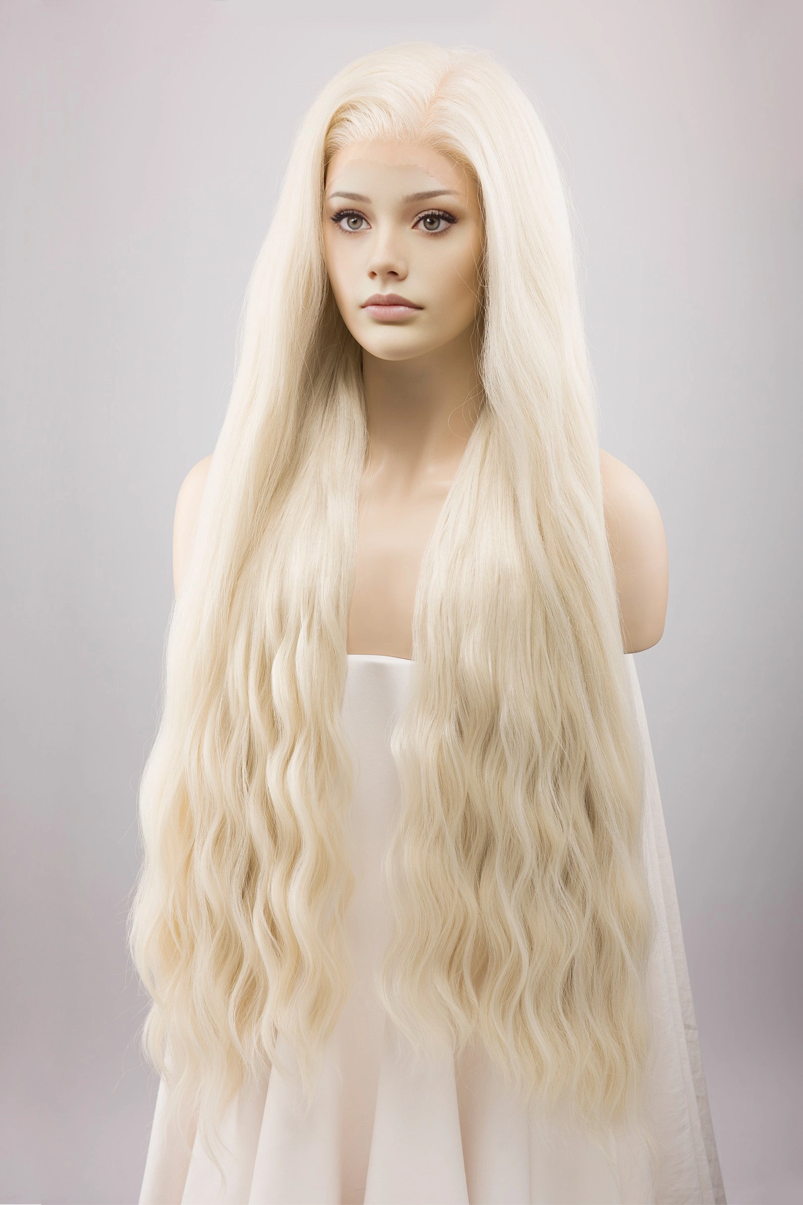 Icy Blonde Large Lace 13x6 Long Wavy Wig Game of Throne Rhaenyra Daenerys