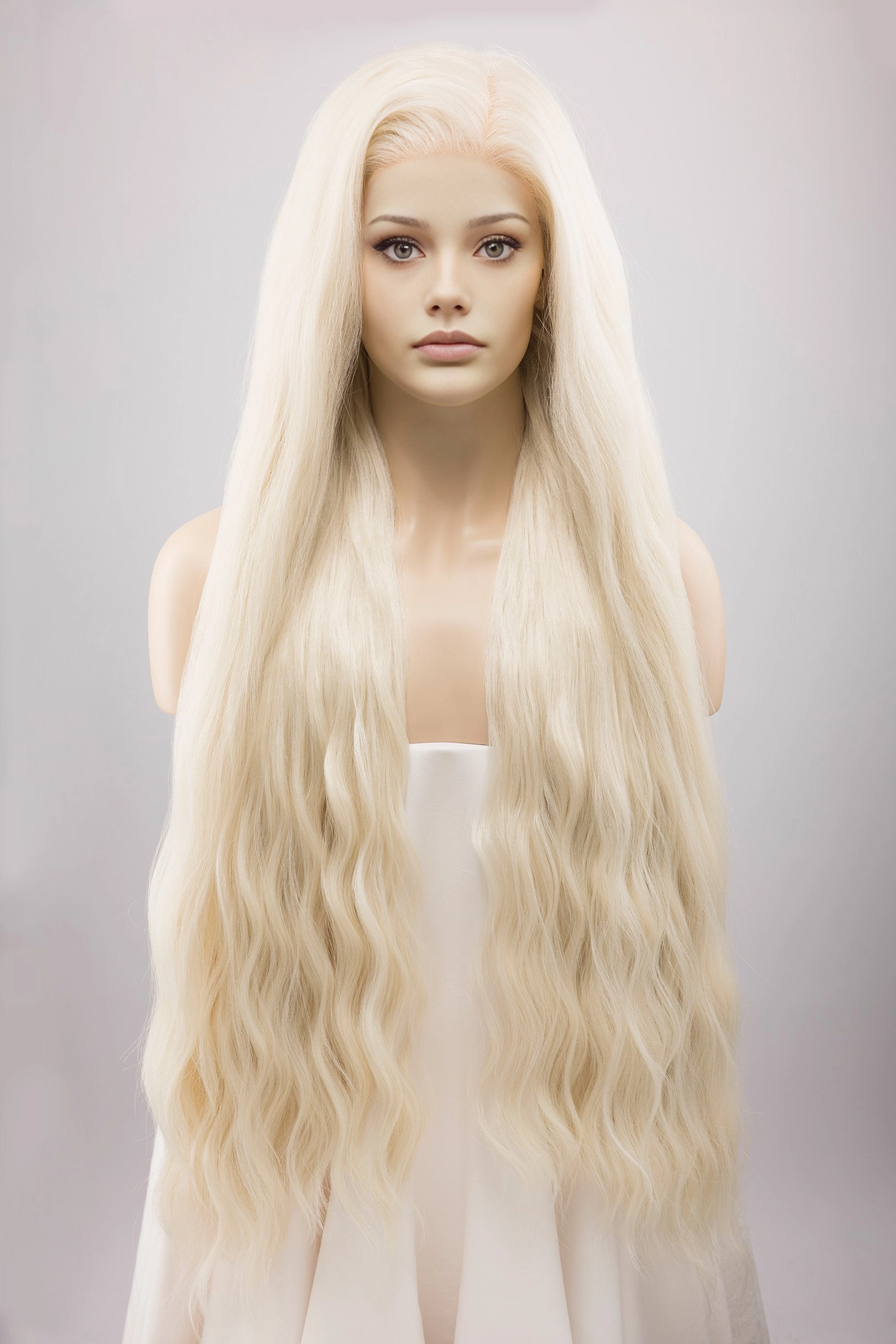 Icy Blonde Large Lace 13x6 Long Wavy Wig Game of Throne Rhaenyra Daenerys