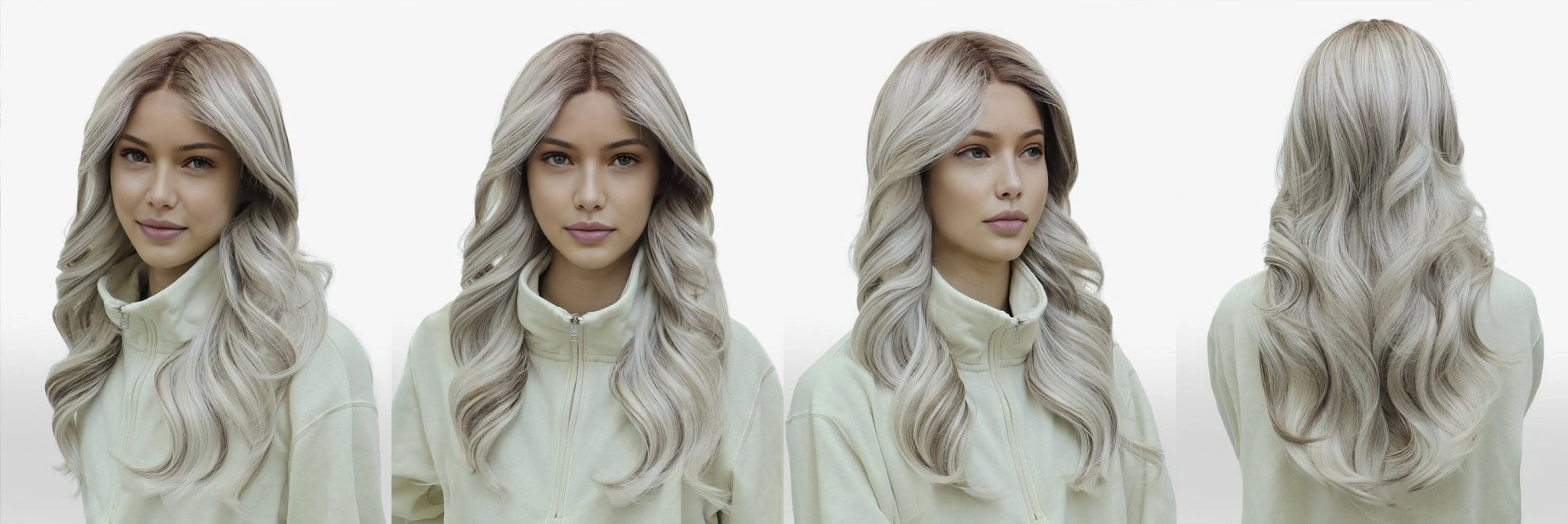 IMstyle Astra T-part Glueless lace front silver mist with soft rooting layer cut 24 inches wig TK117-Y103-60