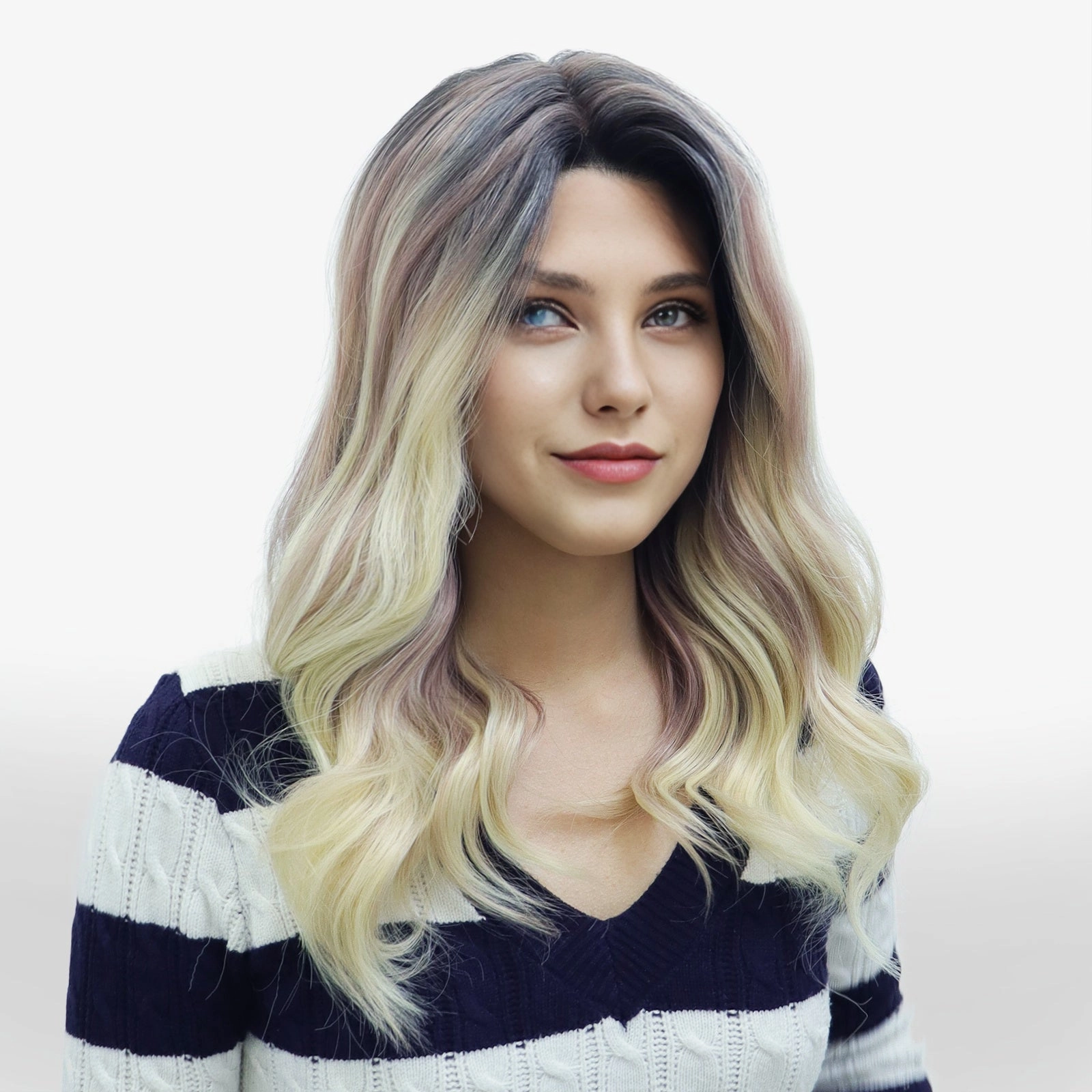 IMstyle Becky 16inches T part lace Front wig Ombre Short Blonde soft Rooting