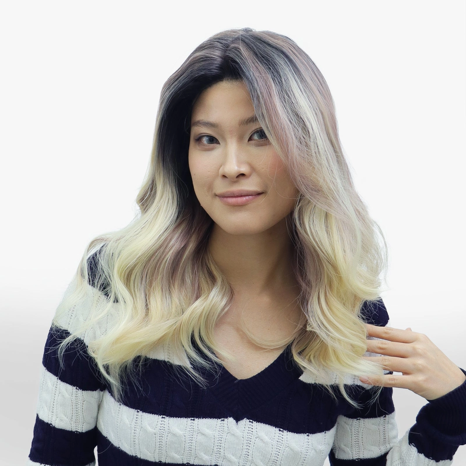 IMstyle Becky 16inches T part lace Front wig Ombre Short Blonde soft Rooting