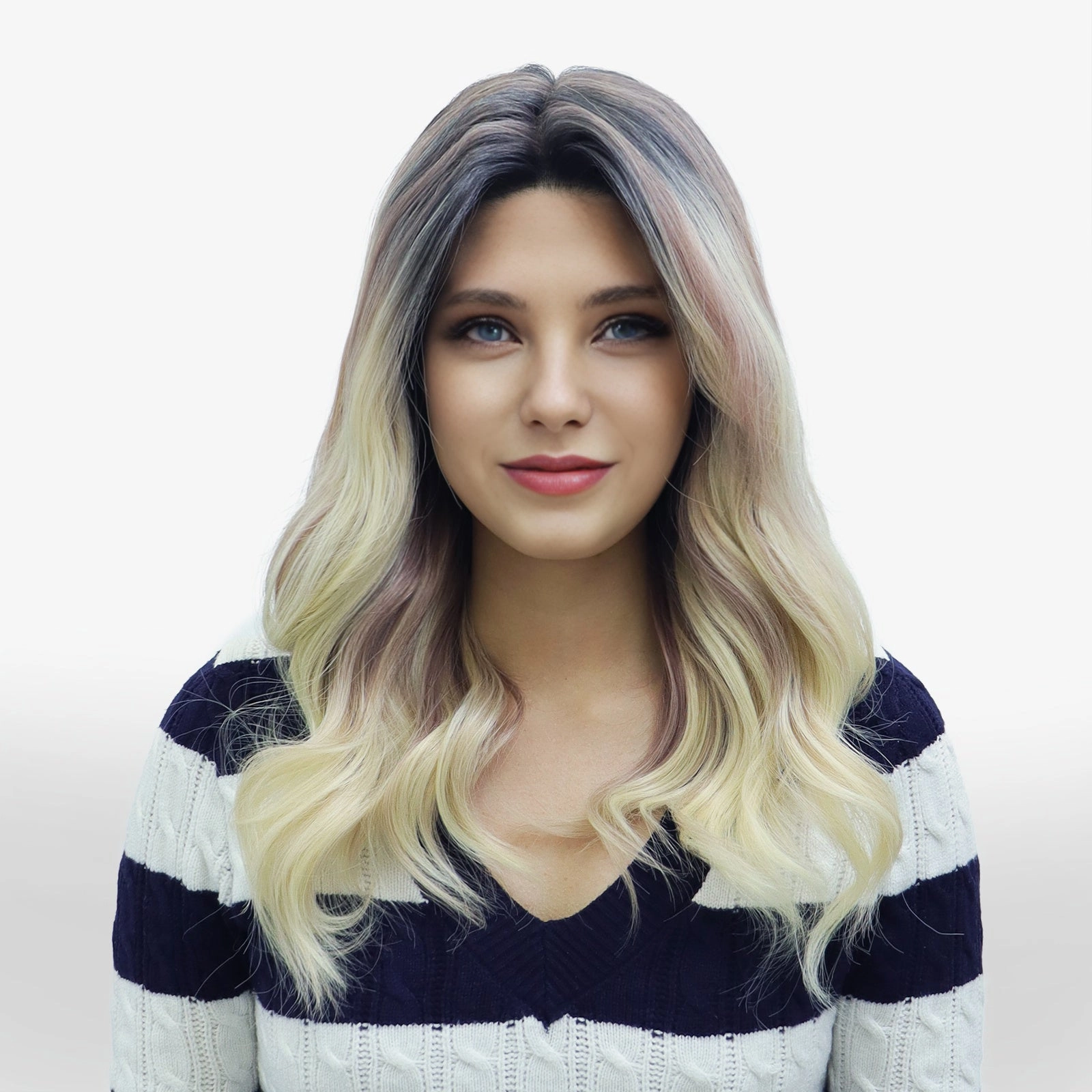 IMstyle Becky 16inches T part lace Front wig Ombre Short Blonde soft Rooting