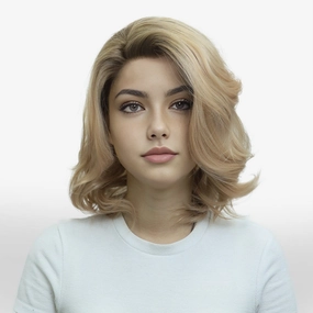 IMSTYLE Edith honey blonde with soft rooting wavy bob 13*3 free parting lace front wigs c15-orange-XIU