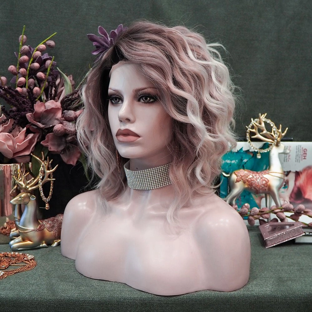 Imstyle-Erica-New short Bob wavy Ombre blonde lace Front Wig 13*2 required glue