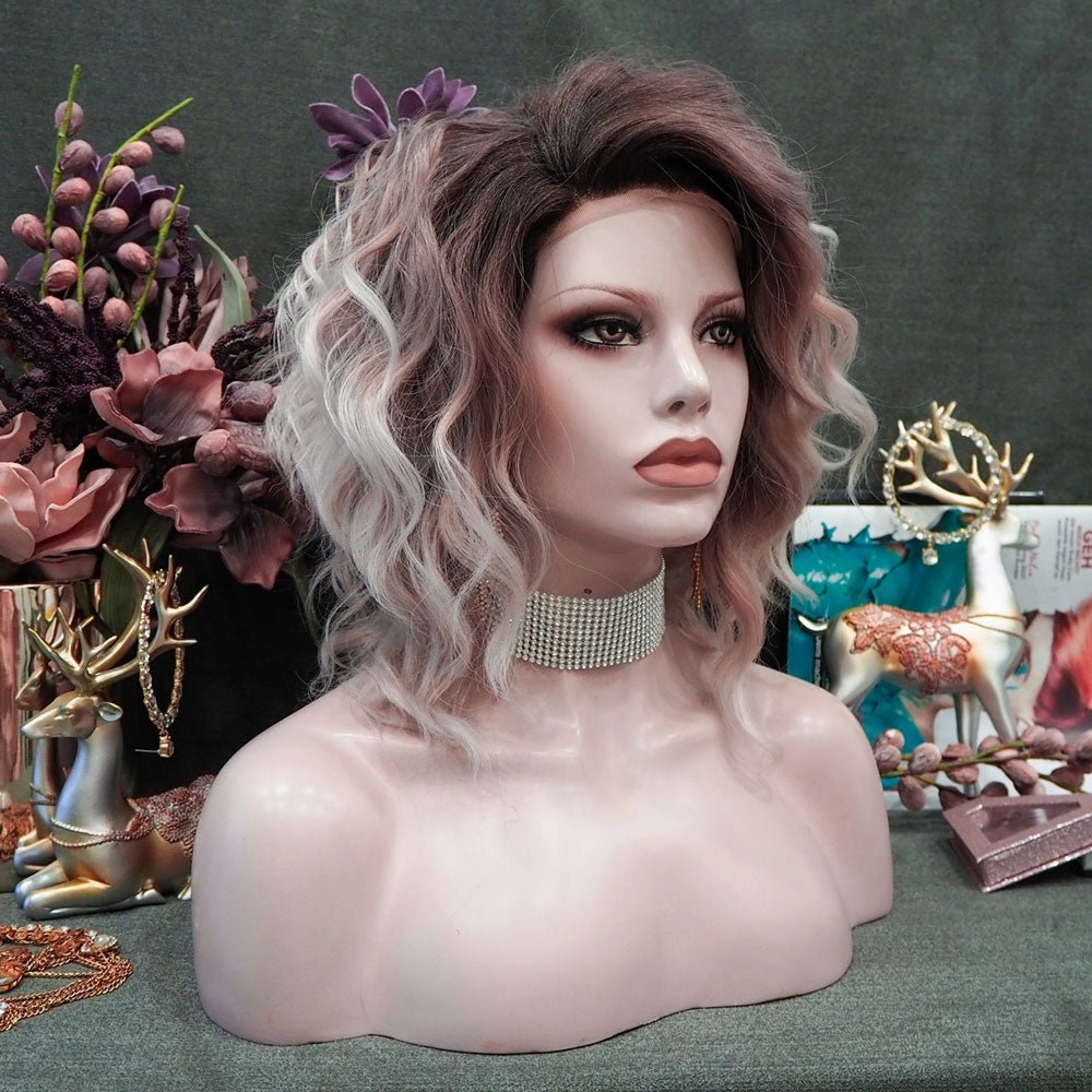 Imstyle-Erica-New short Bob wavy Ombre blonde lace Front Wig 13*2 required glue