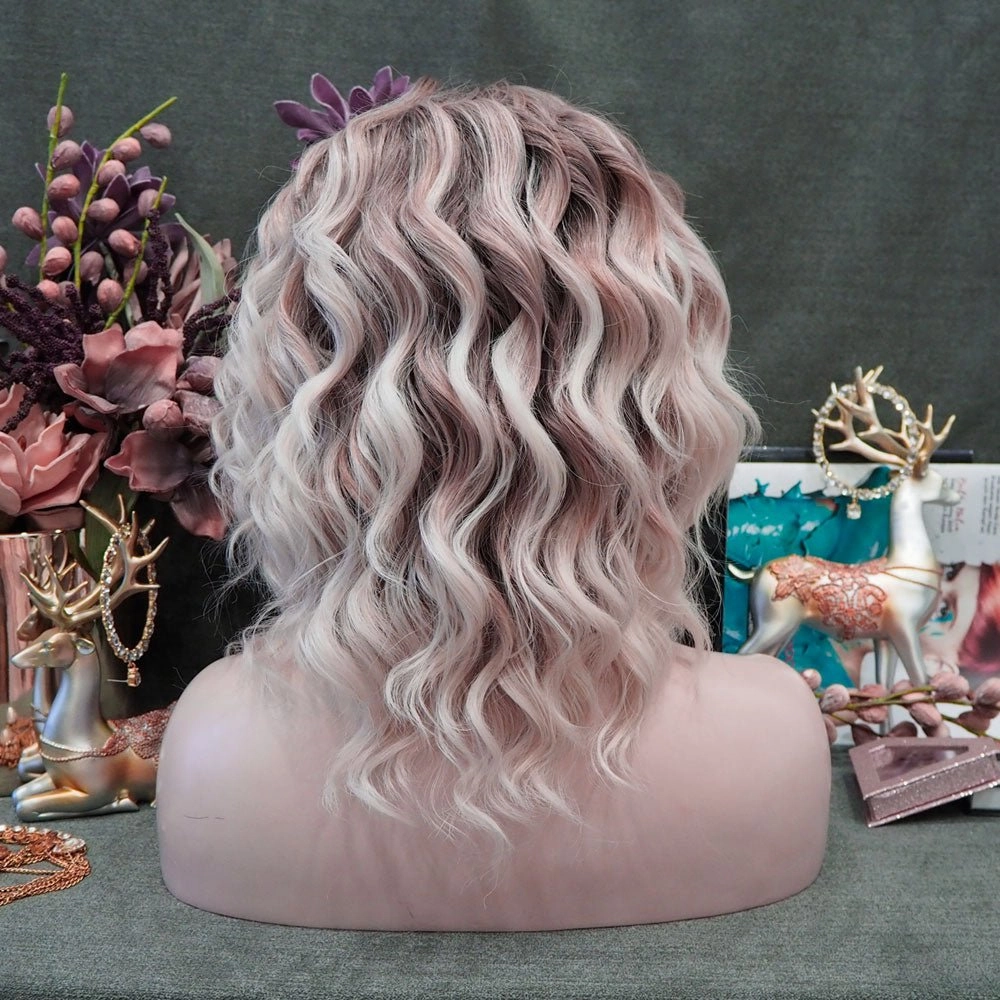 Imstyle-Erica-New short Bob wavy Ombre blonde lace Front Wig 13*2 required glue