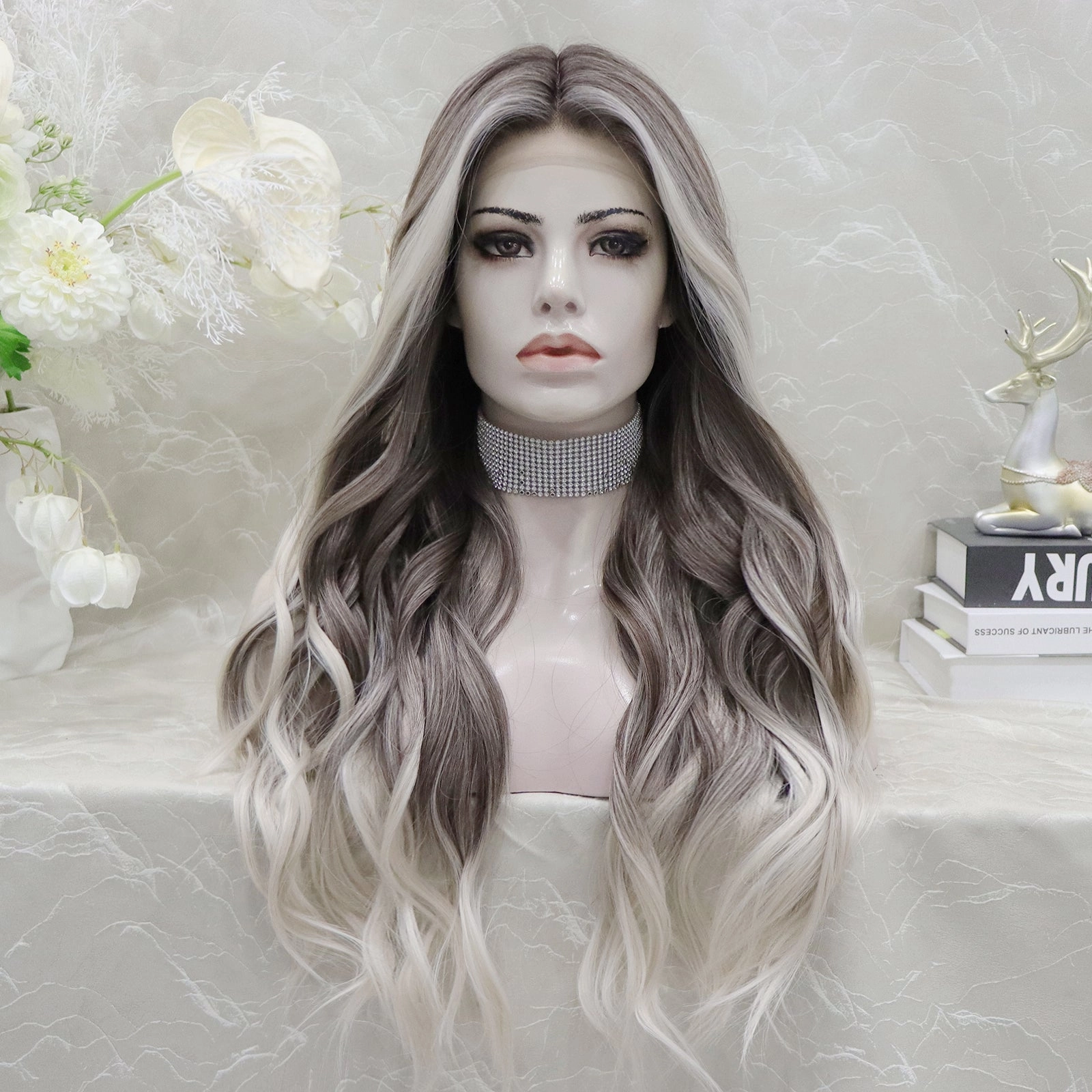 IMstyle HOLIDAY 26inches Ombre Grey blonde long Daily Lace Front wig Glueless