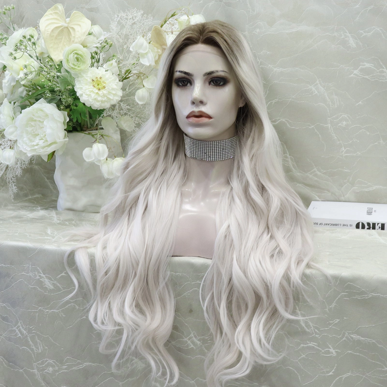 Imstyle Joy plutinum blonde dark root T part lace front synthetic wig
