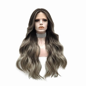 IMstyle Kim ombre greyish blonde with dark roots 30inches T part lace front wigs TS65-2195