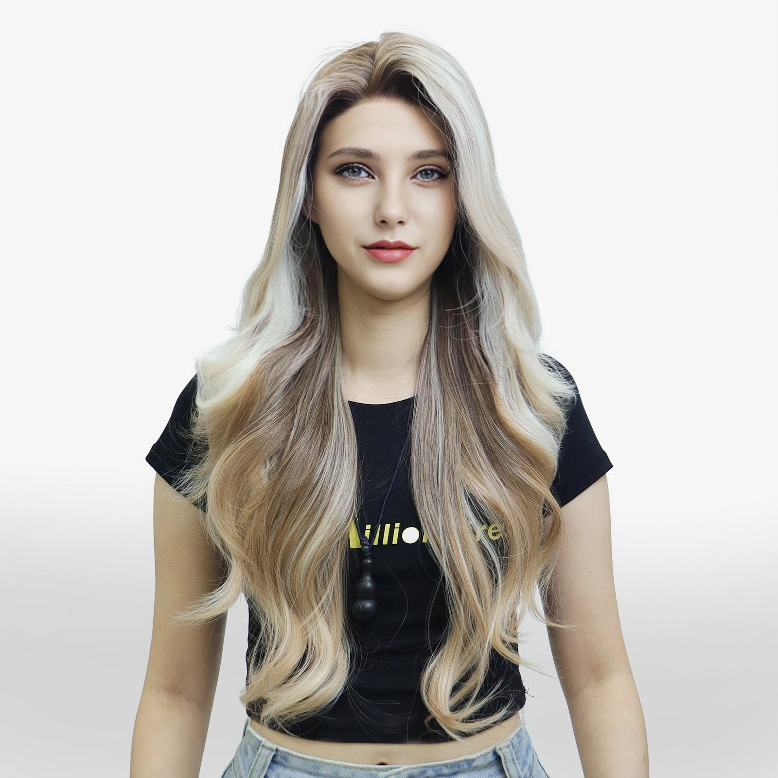 IMstyle Stacy Apricot Blonde with beige Highlight Big layer lace wig 13*4 free Parting Daily Dating Wig-F100-1T2440 (ELSA)