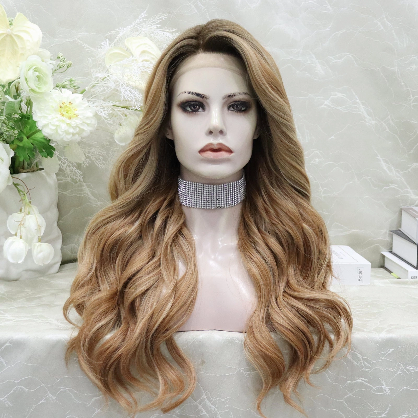 IMstyle Susan 13*4 free parting lace front wigs light brown with highlight curly hair style