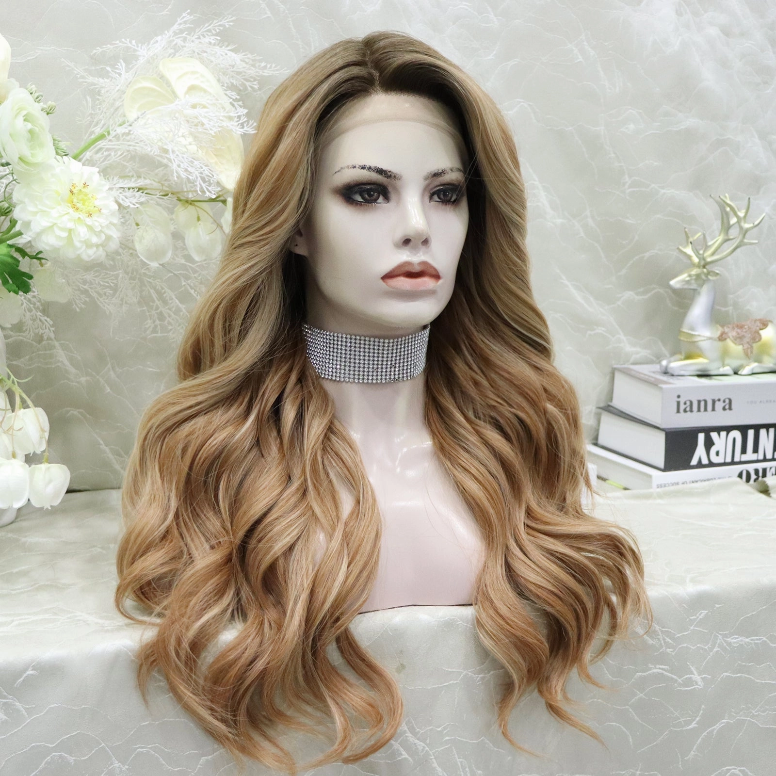 IMstyle Susan 13*4 free parting lace front wigs light brown with highlight curly hair style