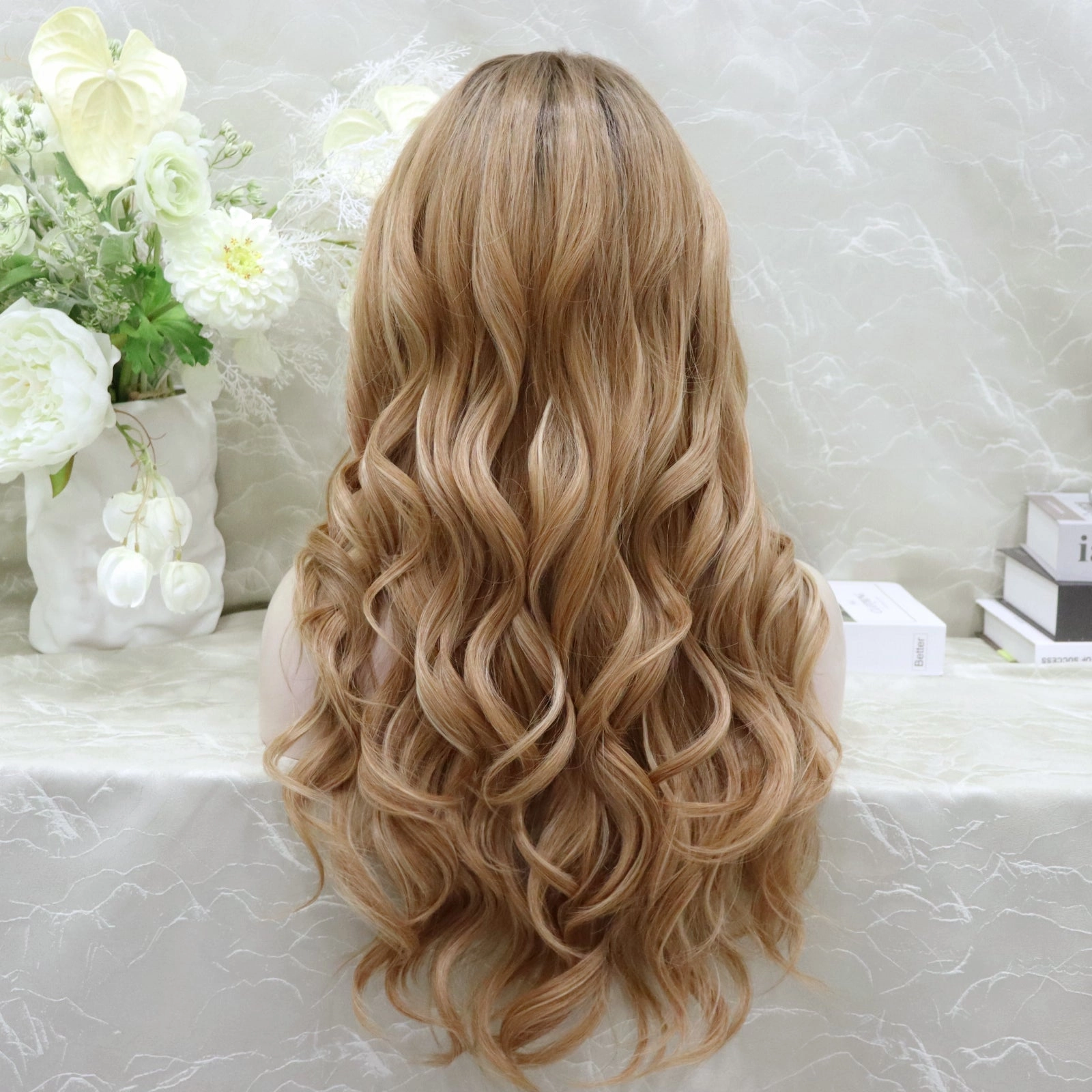 IMstyle Susan 13*4 free parting lace front wigs light brown with highlight curly hair style