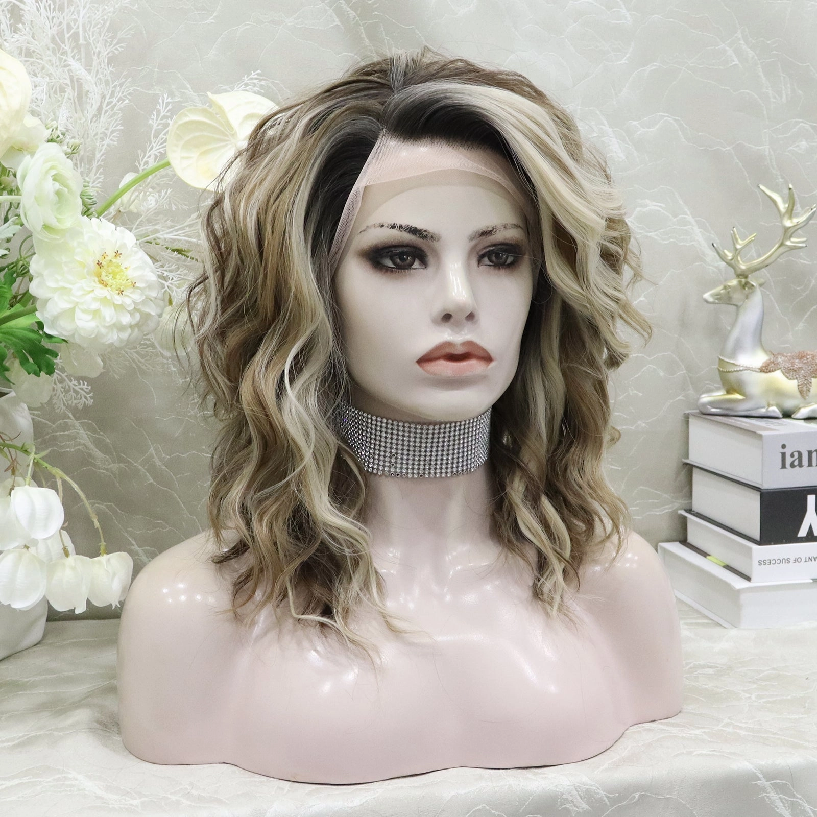 Imstylewigs BrendaG2 Ombre Color With Short Curly 14 inches Synthetic 13*2 Lace Front Wig