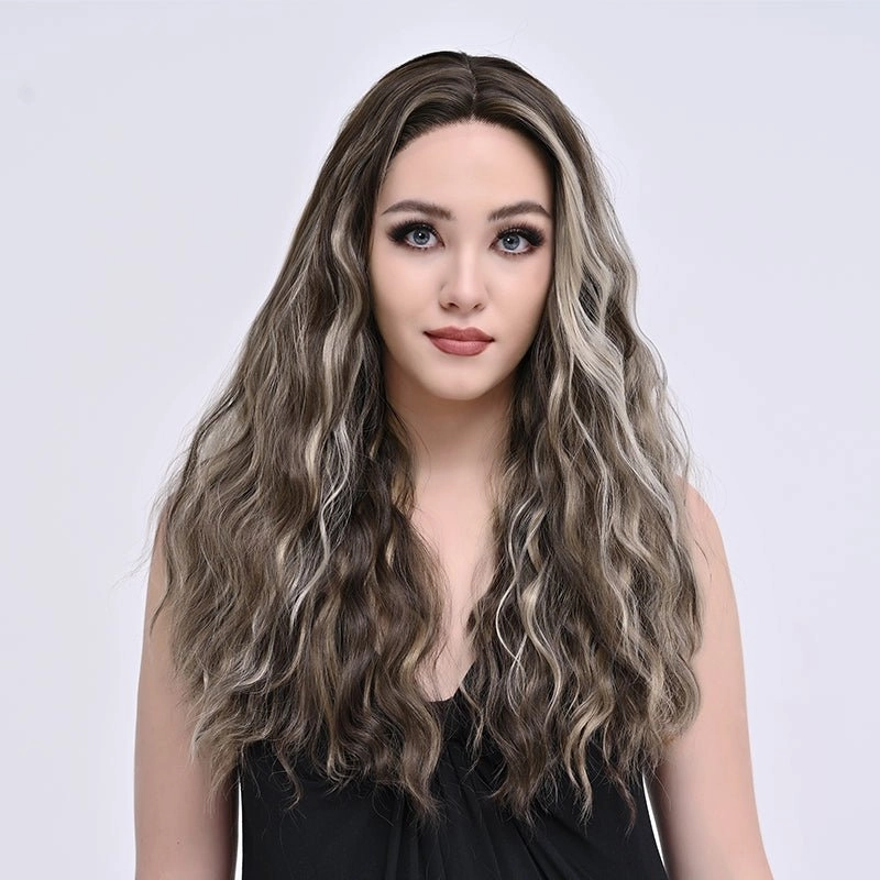 Imstylewigs-Tia-26 inches Skunk stripe Ash brown highlight body wave lace wigs