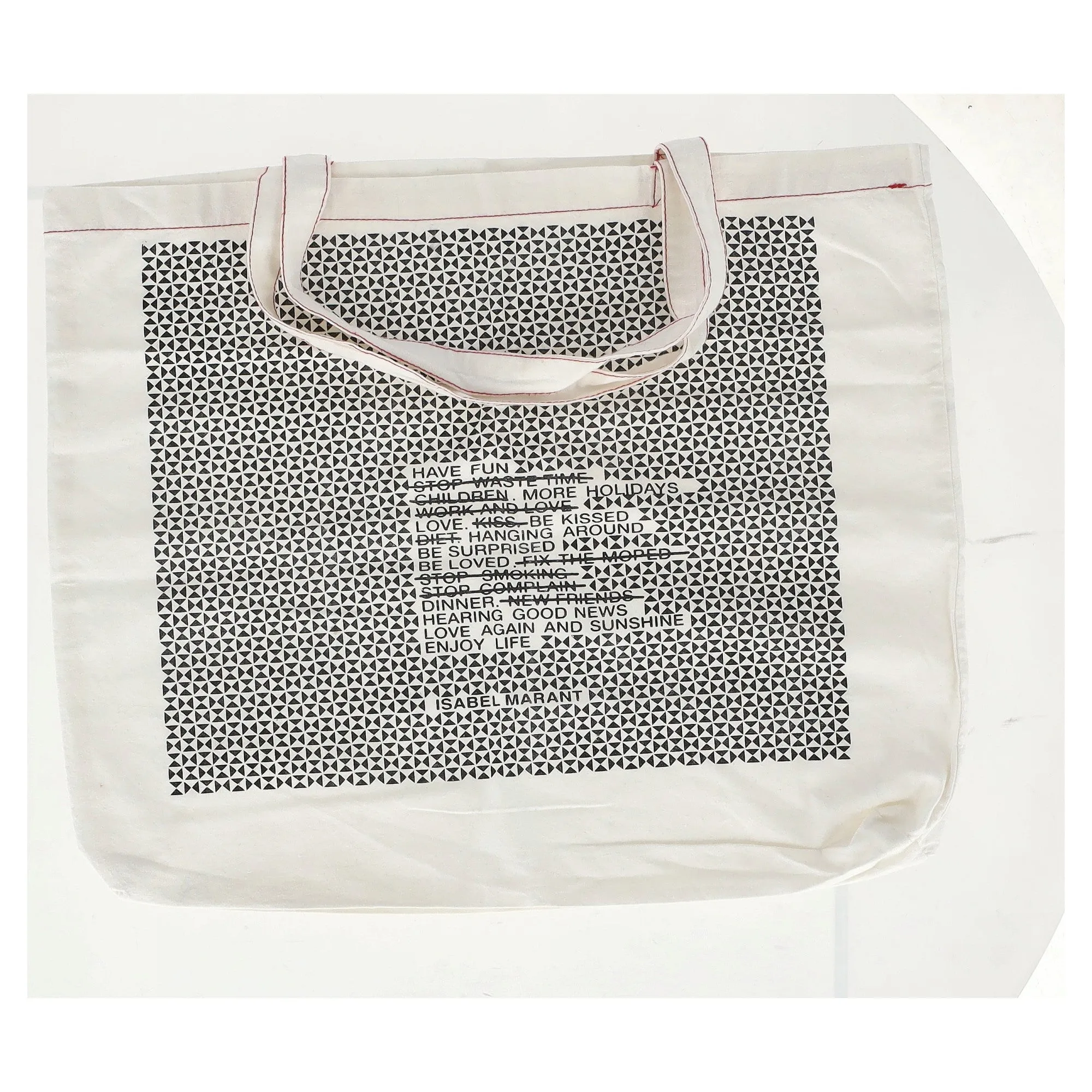 Isabel Marant Graphic Tote Bag in White Canvas