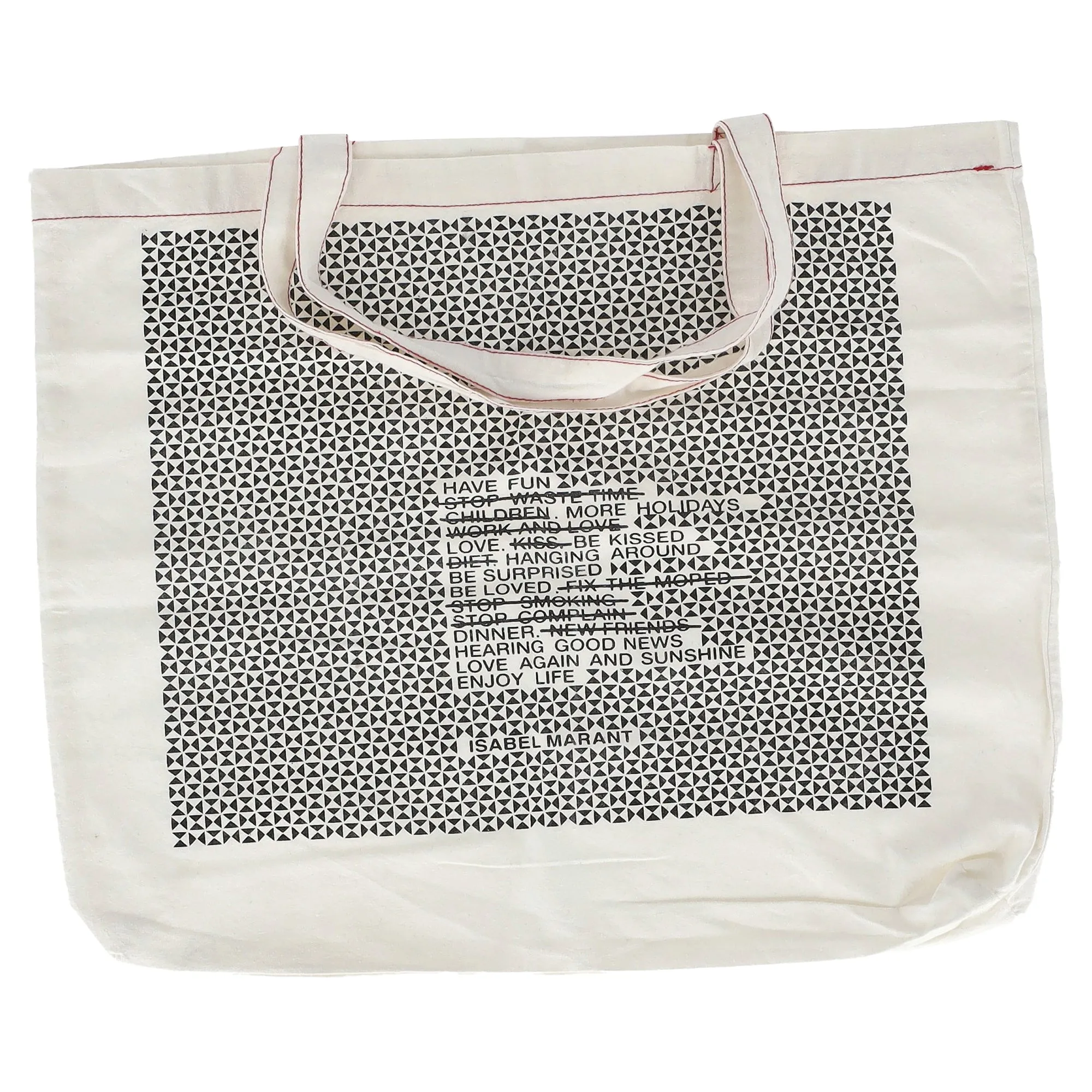 Isabel Marant Graphic Tote Bag in White Canvas